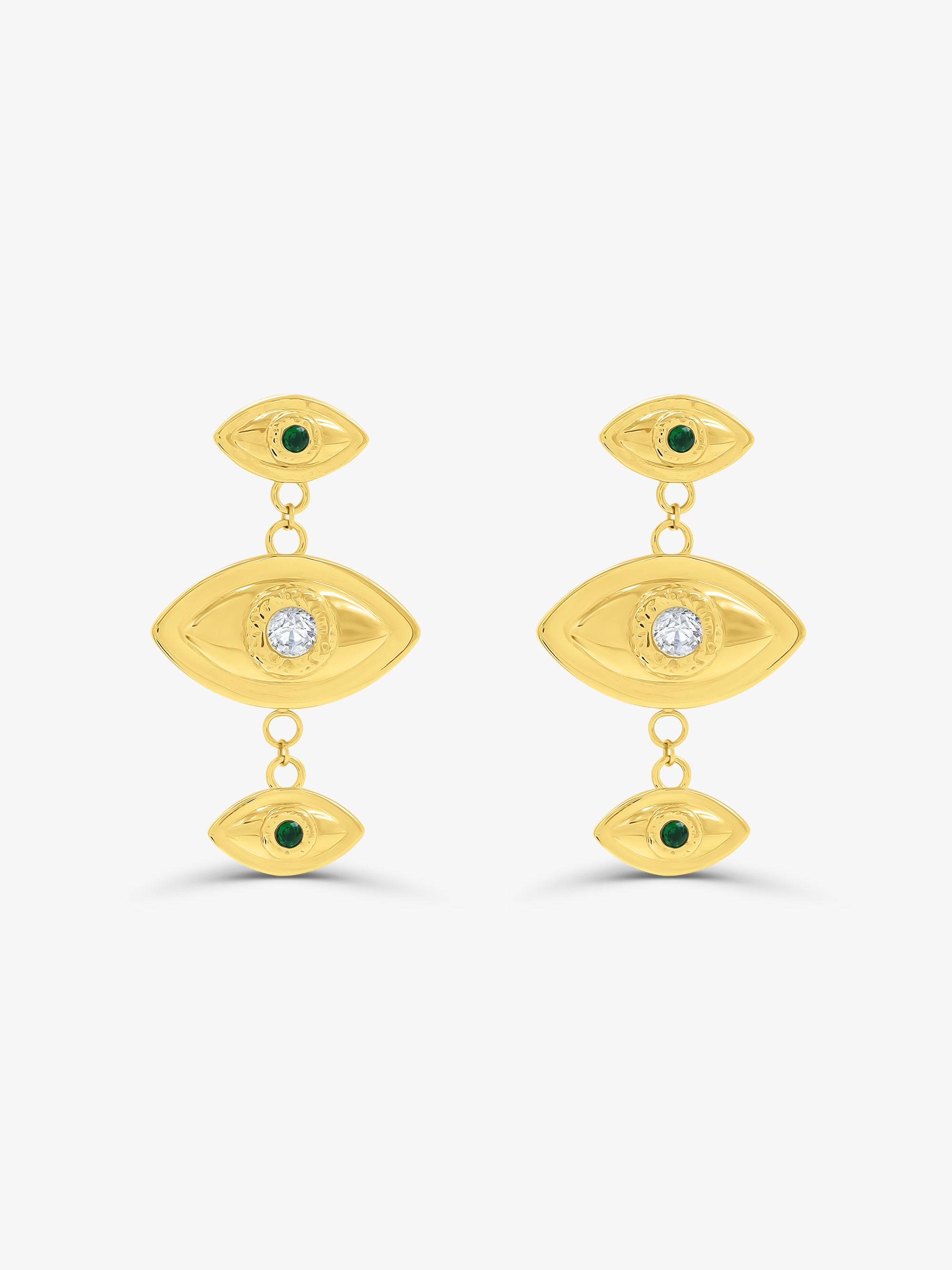 3-Tier Evil Eye Earrings