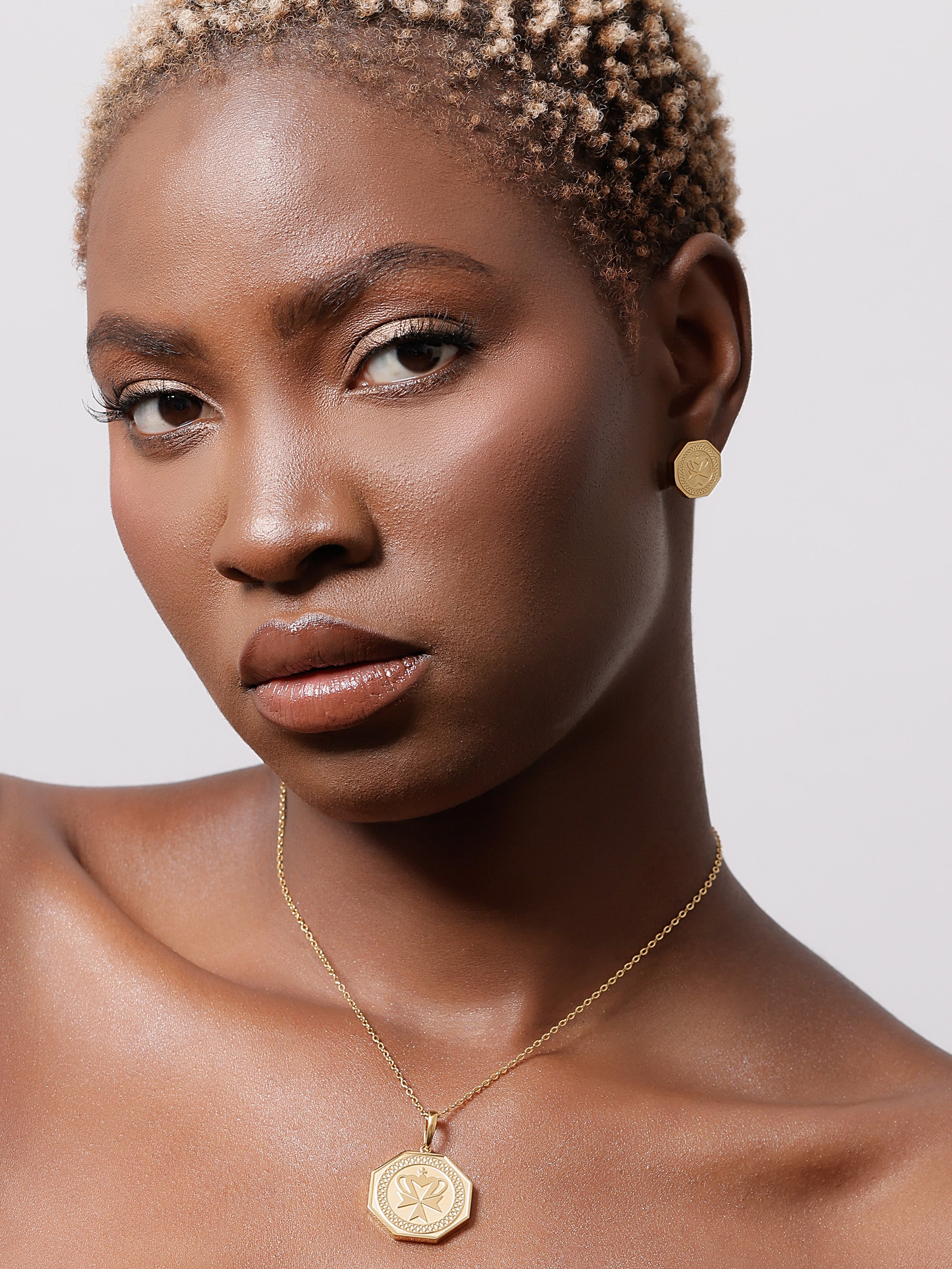 Mini Medal Stud Earrings