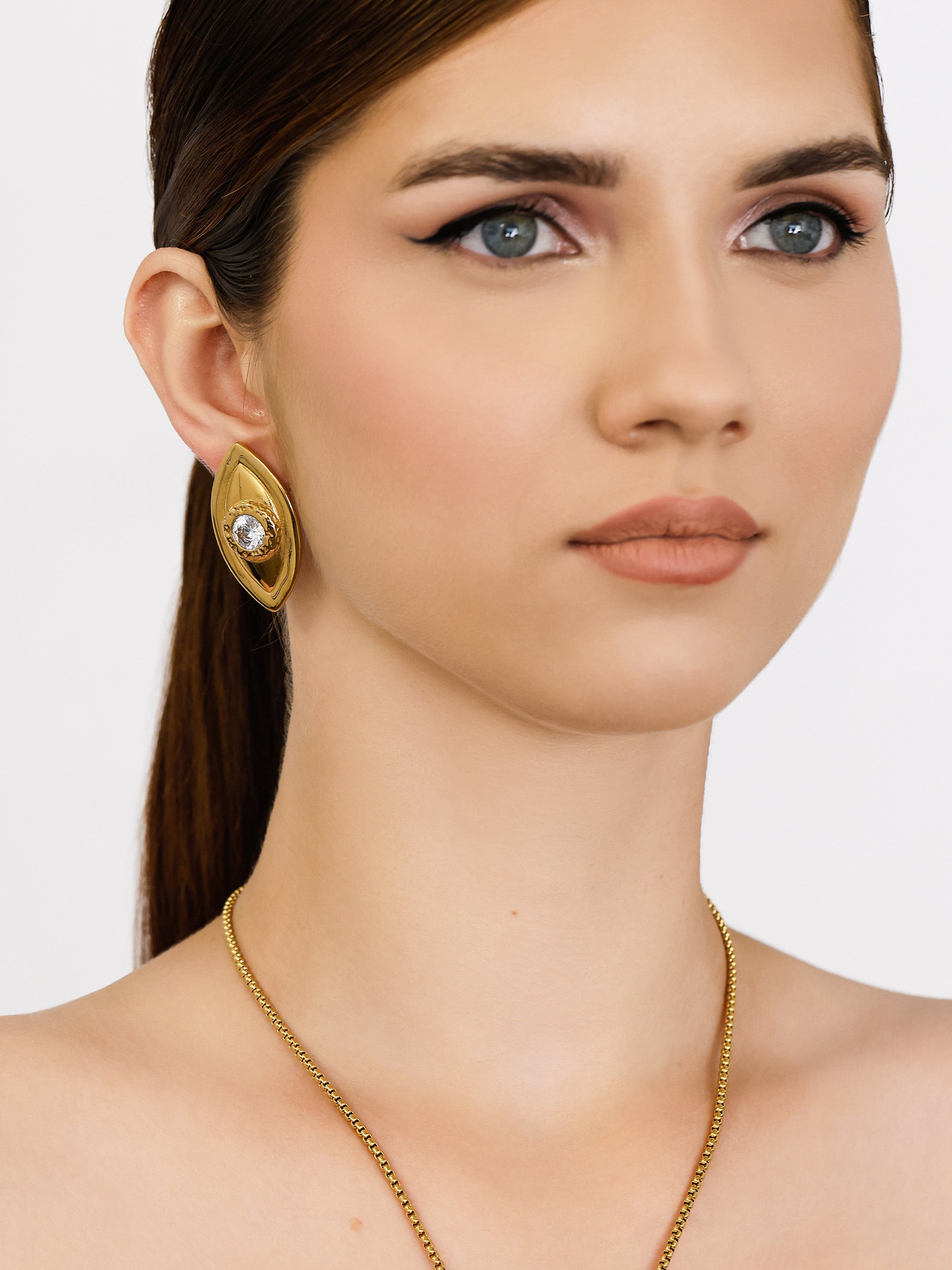 Evil Eye Inverted Stud Earrings