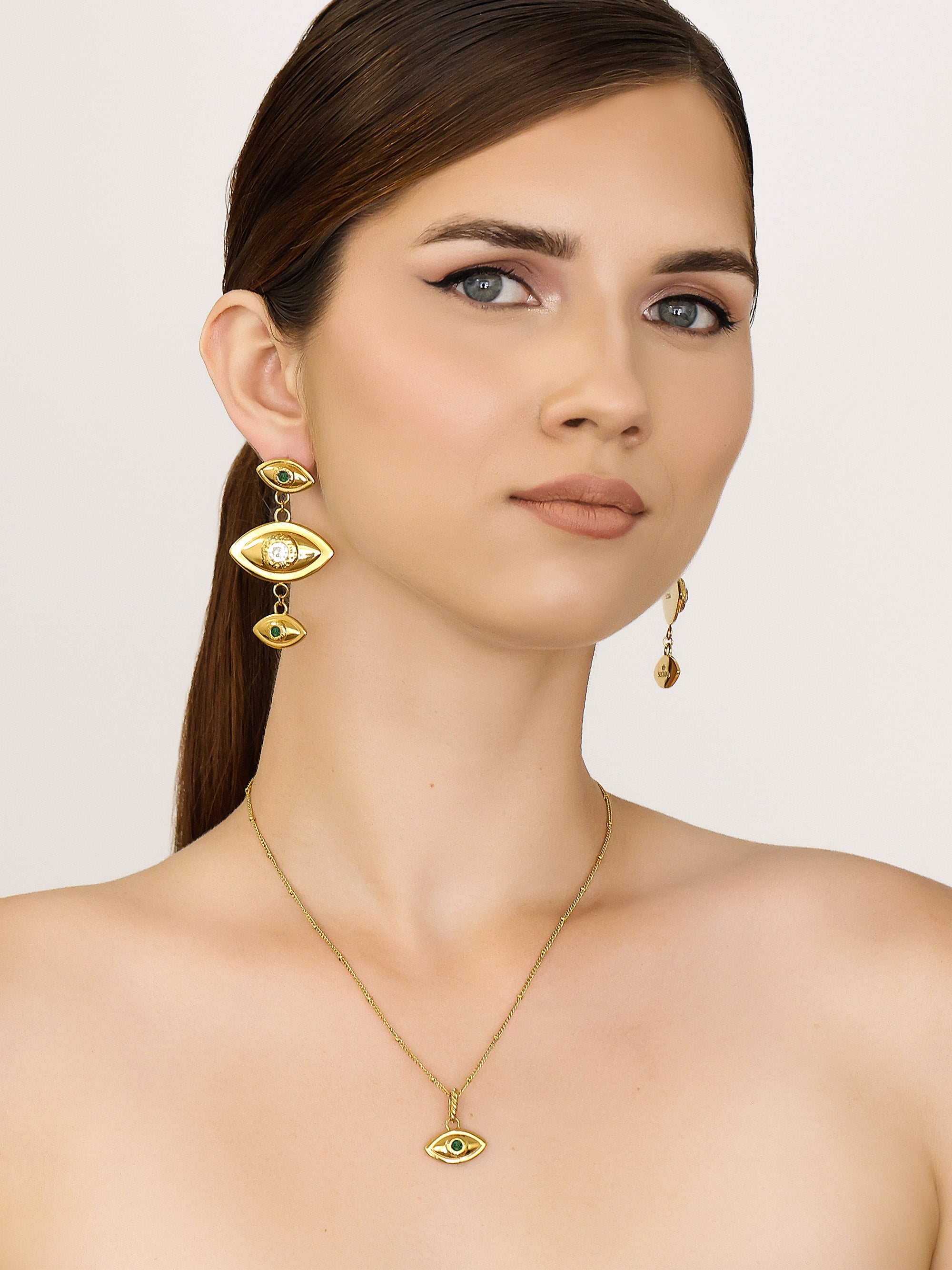 3-Tier Evil Eye Earrings