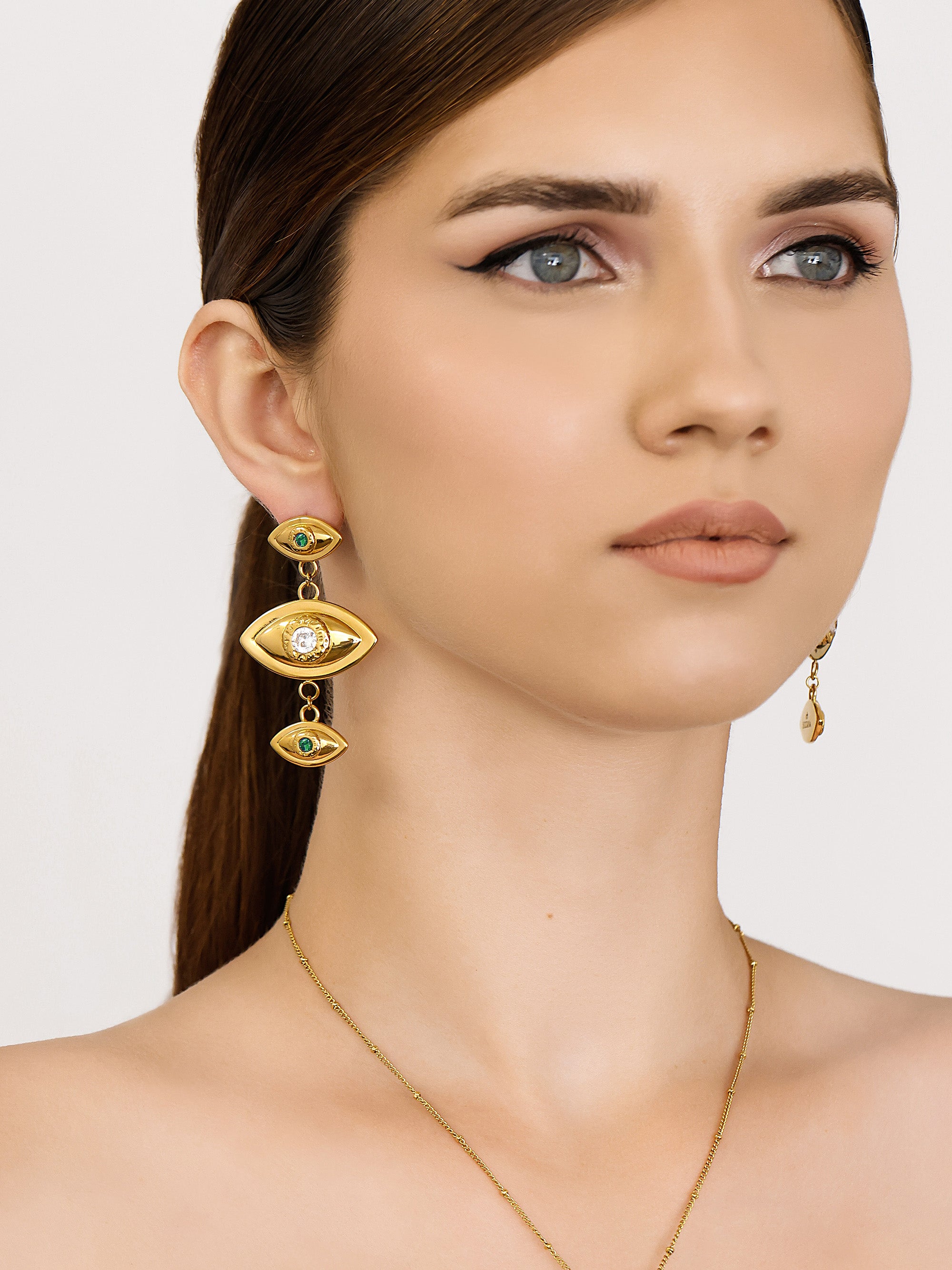 3-Tier Evil Eye Earrings