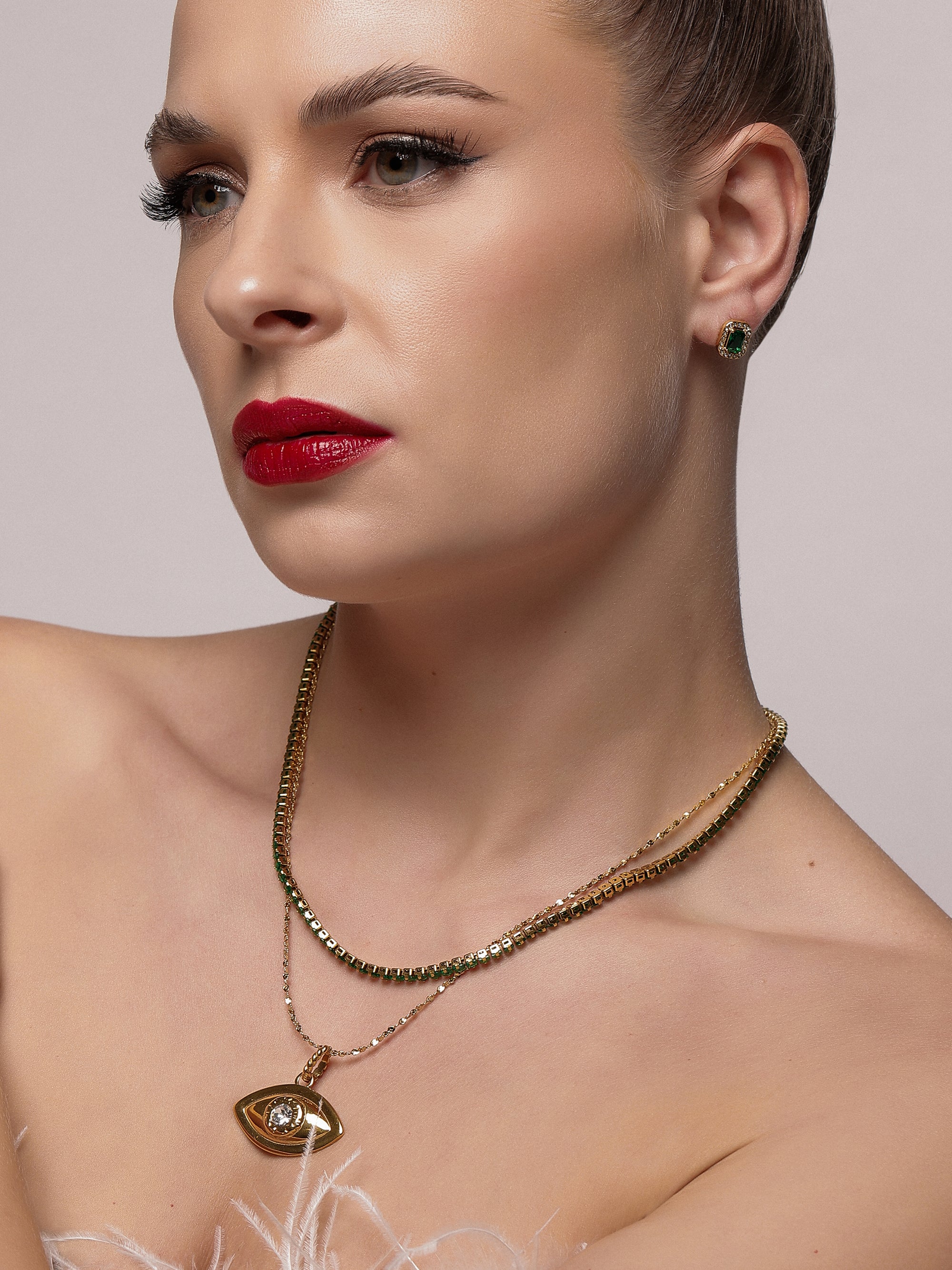 Ora Stud Earrings Emerald