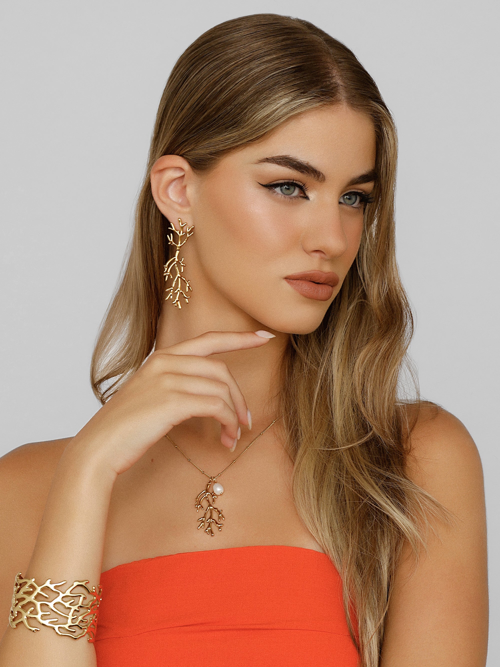 Coral Statement Earrings