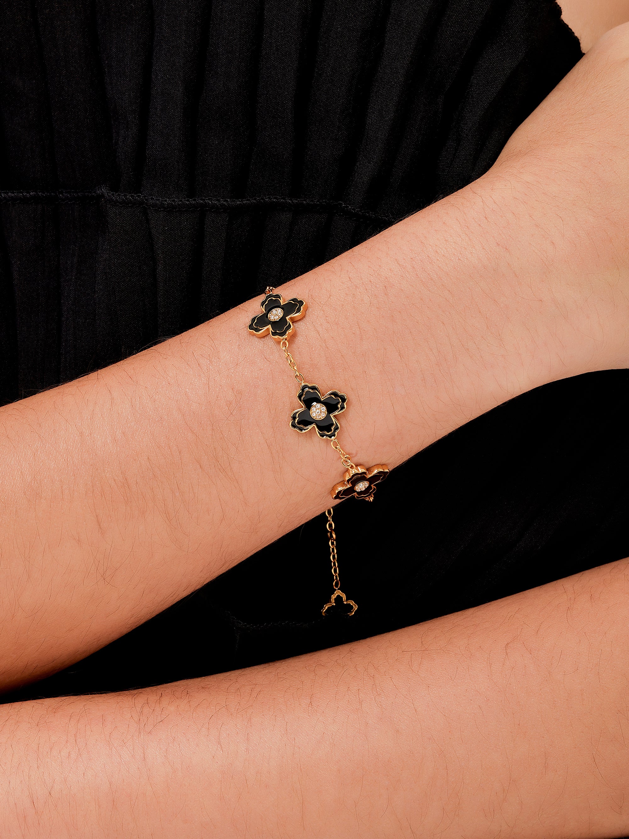 FIORE Black Enamel 5 motif Bracelet