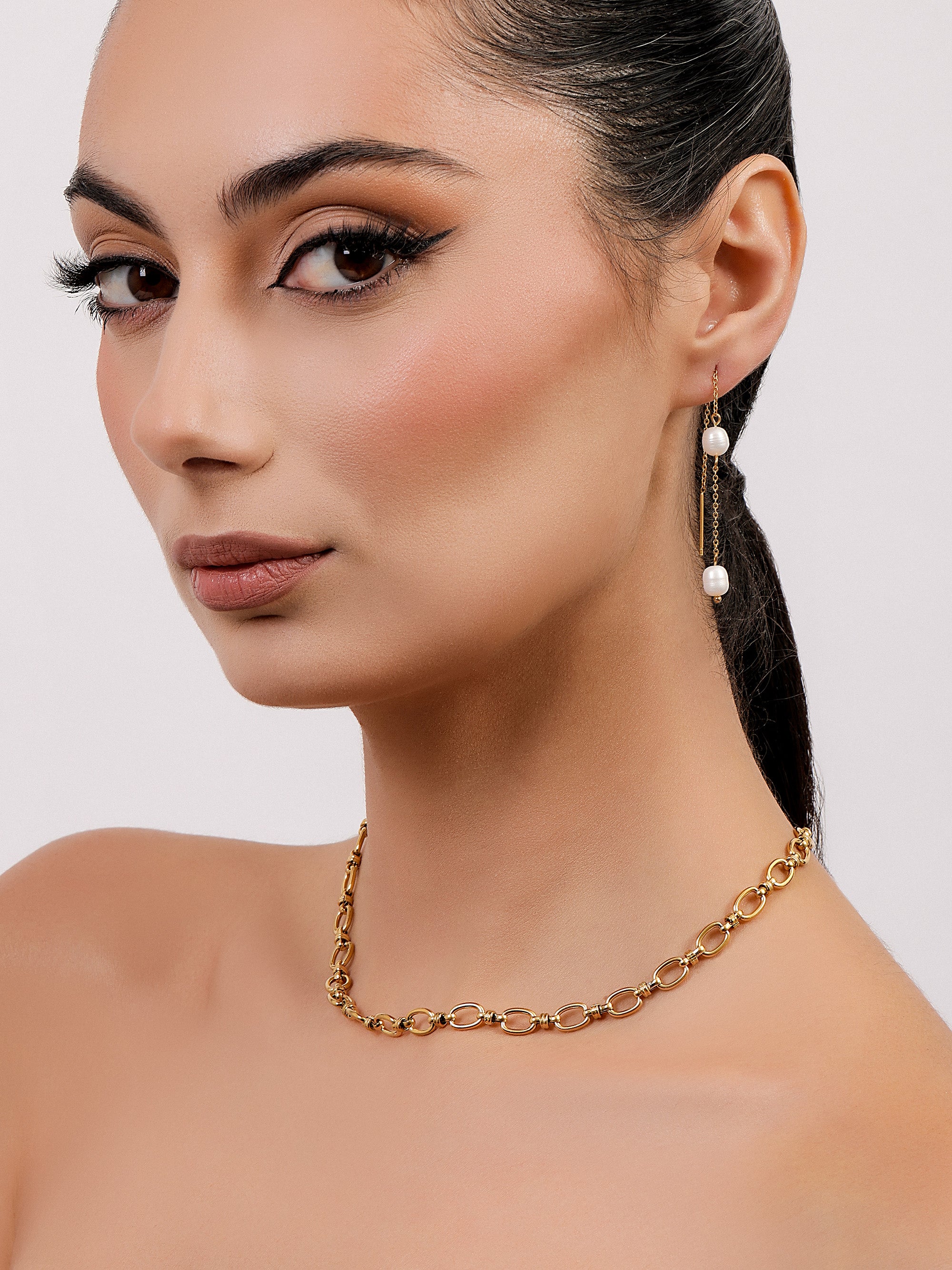 FRESH WATER PEARLS CHAIN EARRINGS