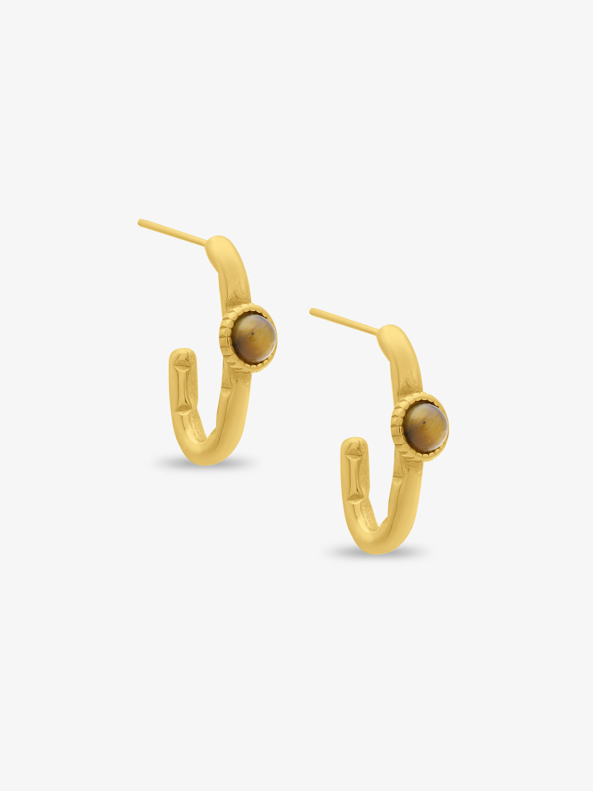 Clara Tiger eye Hoop Earrings