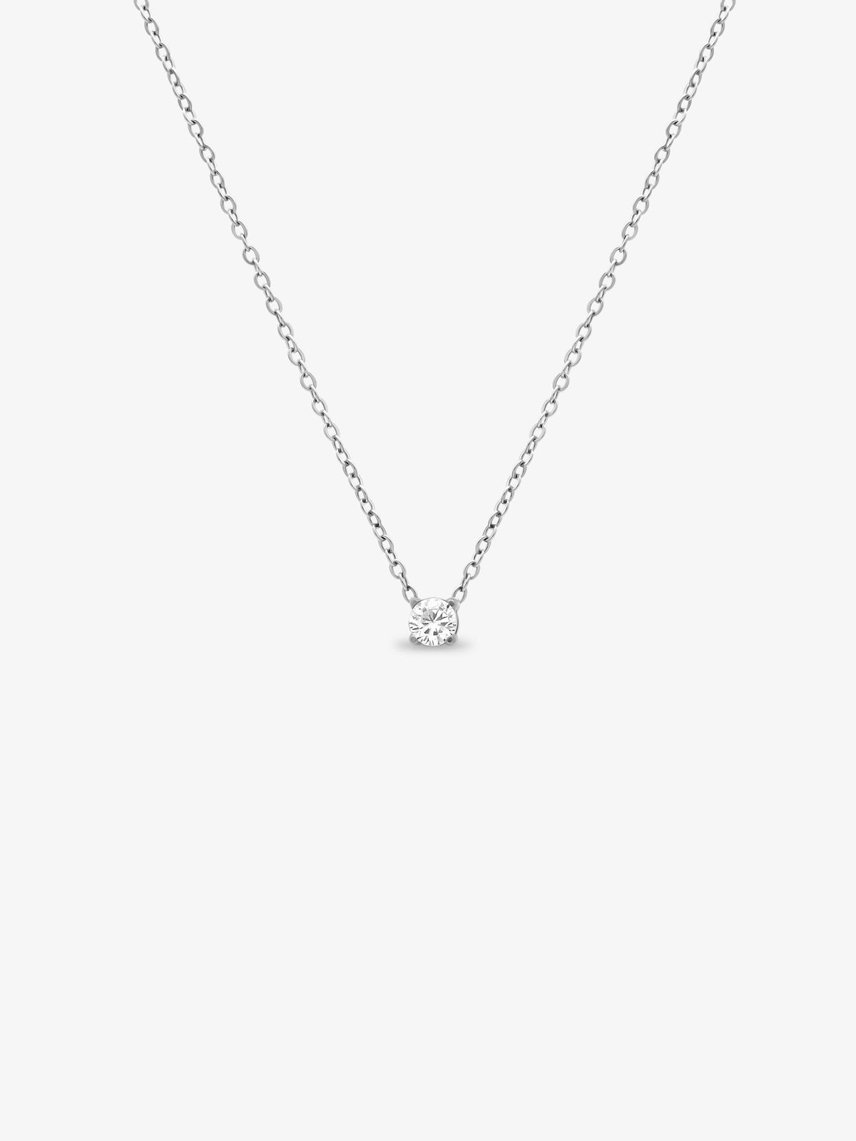 Solitaire CZ Silver Necklace - PREORDER
