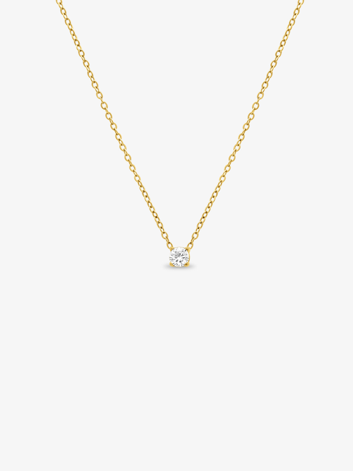 Solitaire CZ Gold Necklace