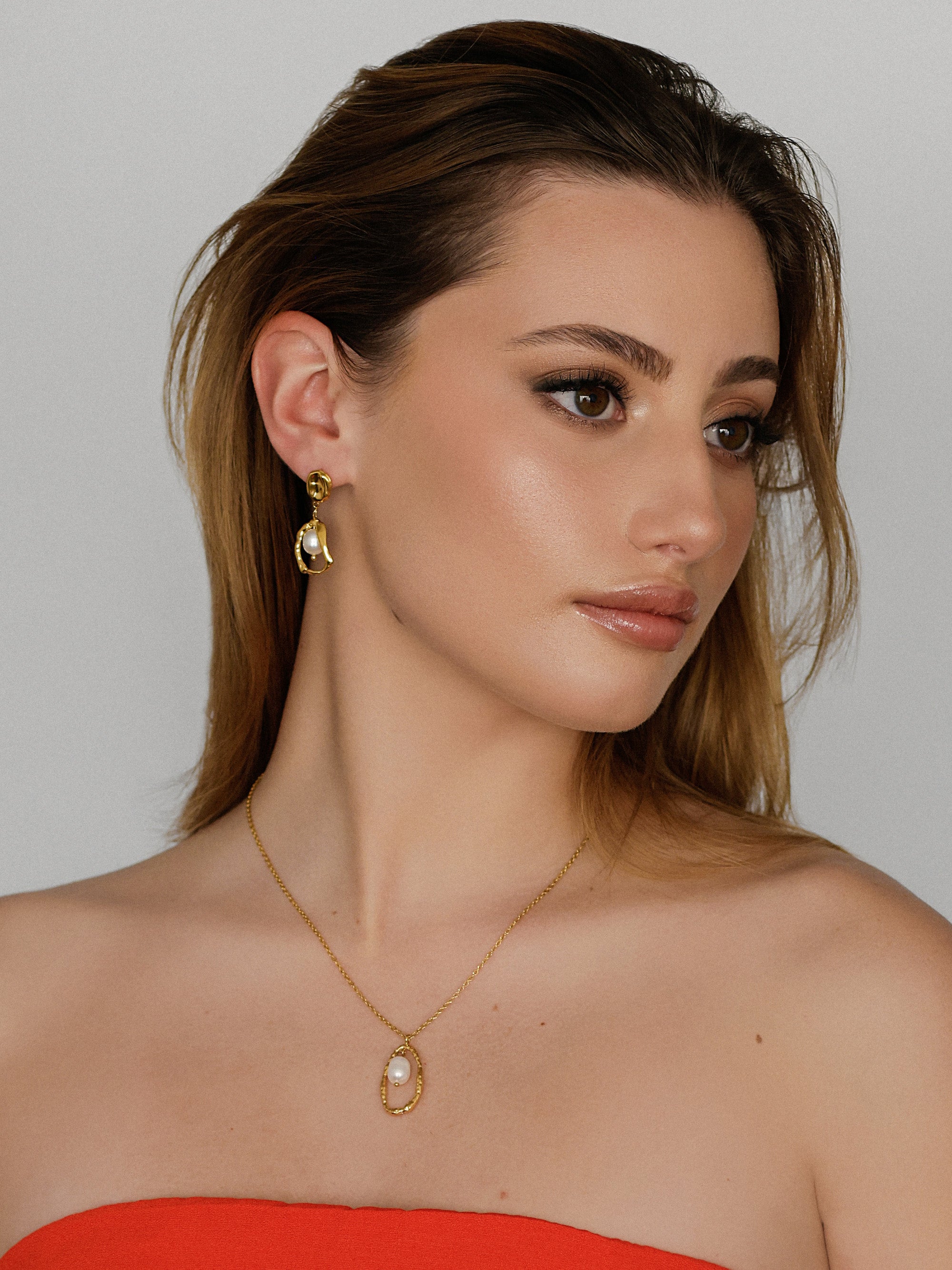 Framed Fresh Water Pearl Earrings