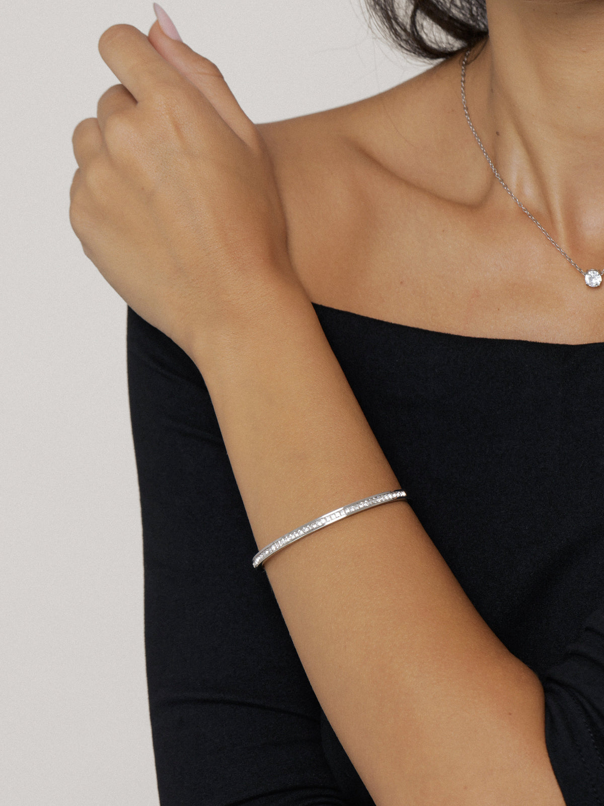 Petite CZ Silver Bangle
