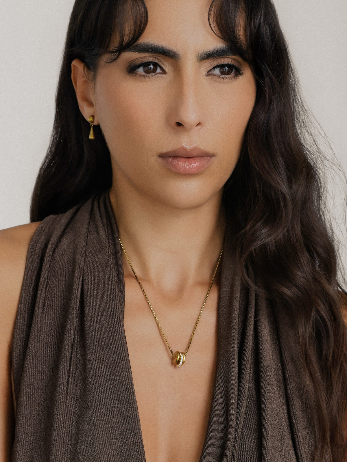 Penelope CZ Ring Gold Necklace