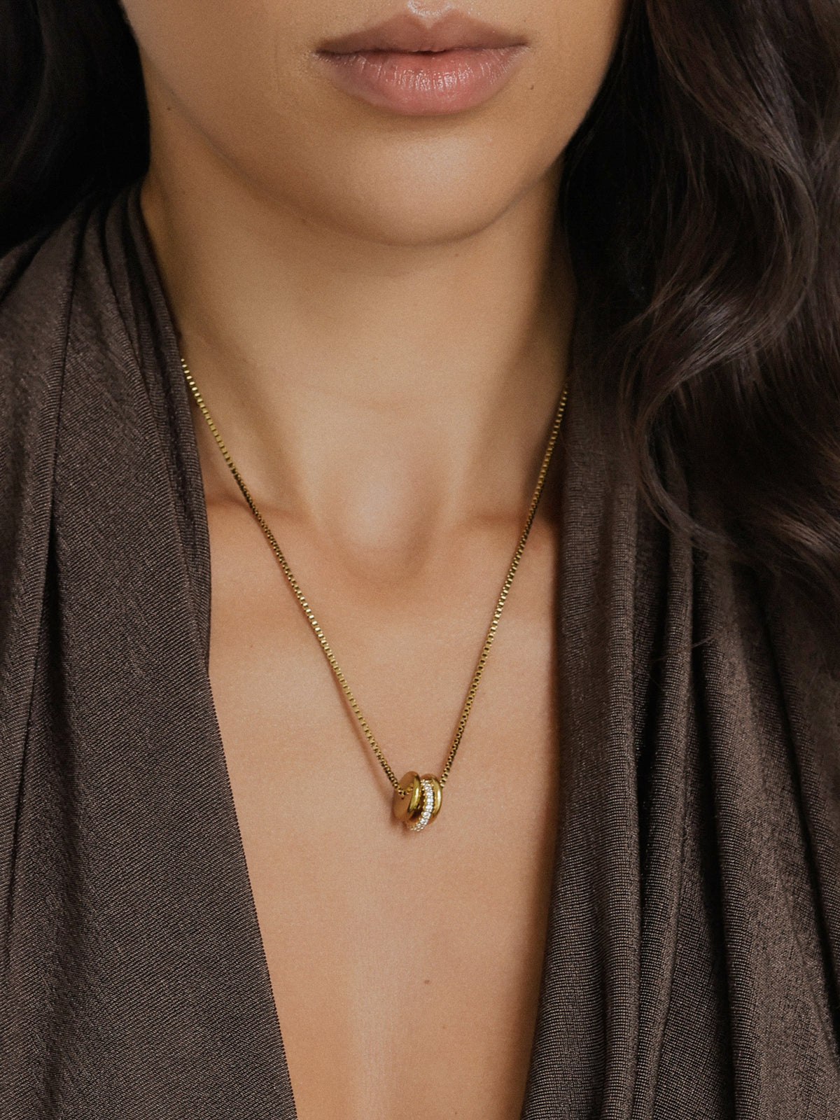 Penelope CZ Ring Gold Necklace