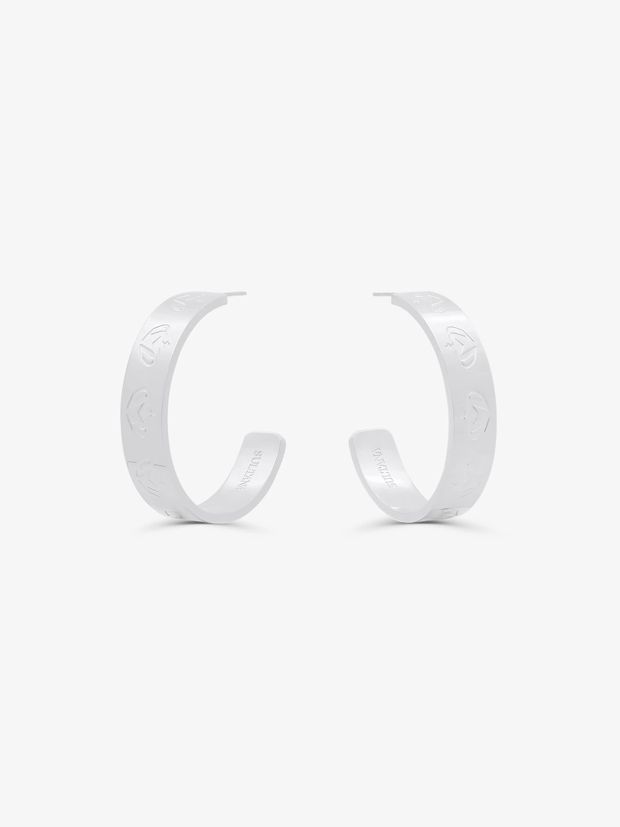 Sultana-Malta EARRINGS 3.tone Hoop Earrings 40mm Silver