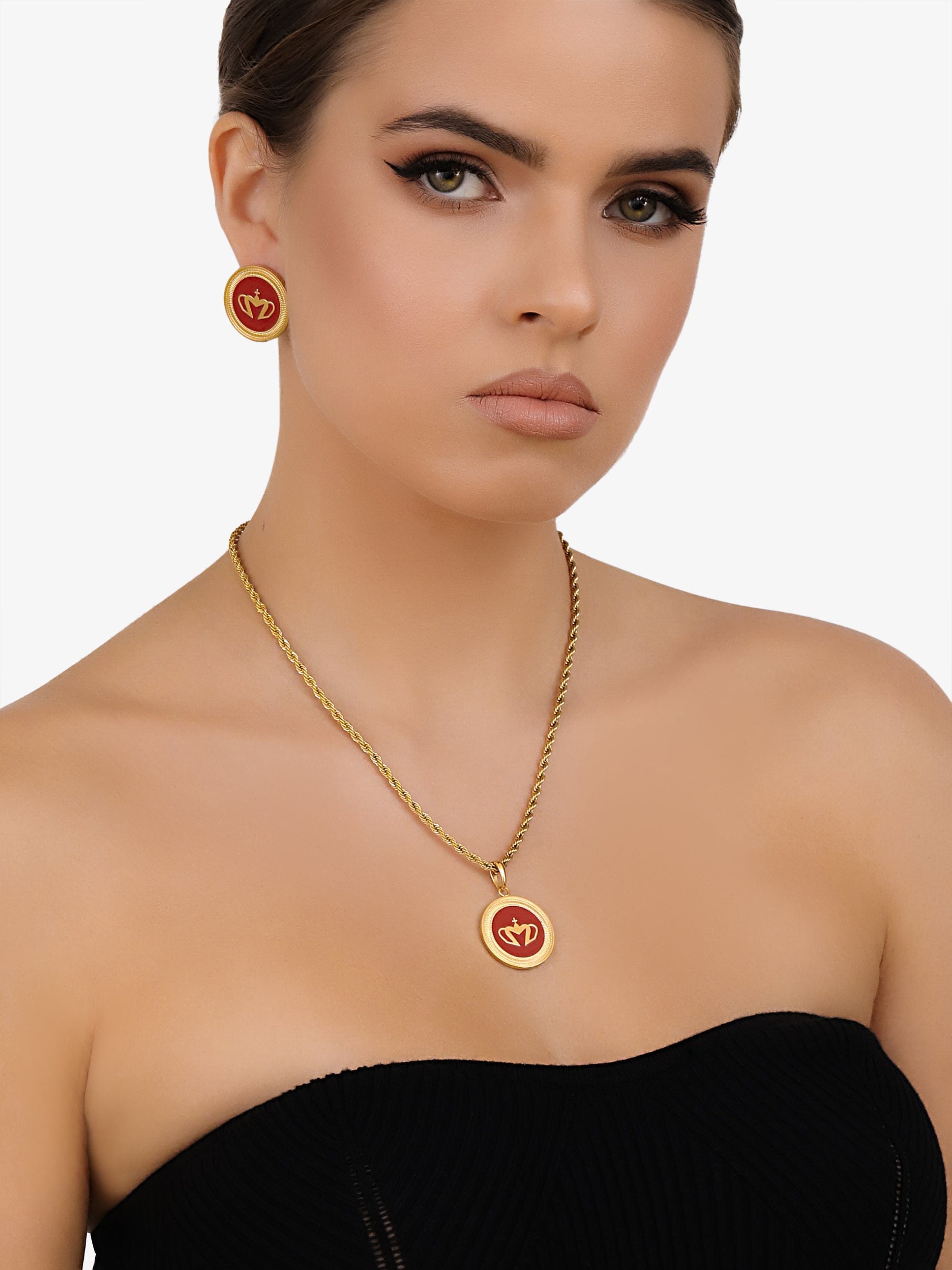 Sultana-Malta PENDANT Crown Enamel Medal Pendant Red