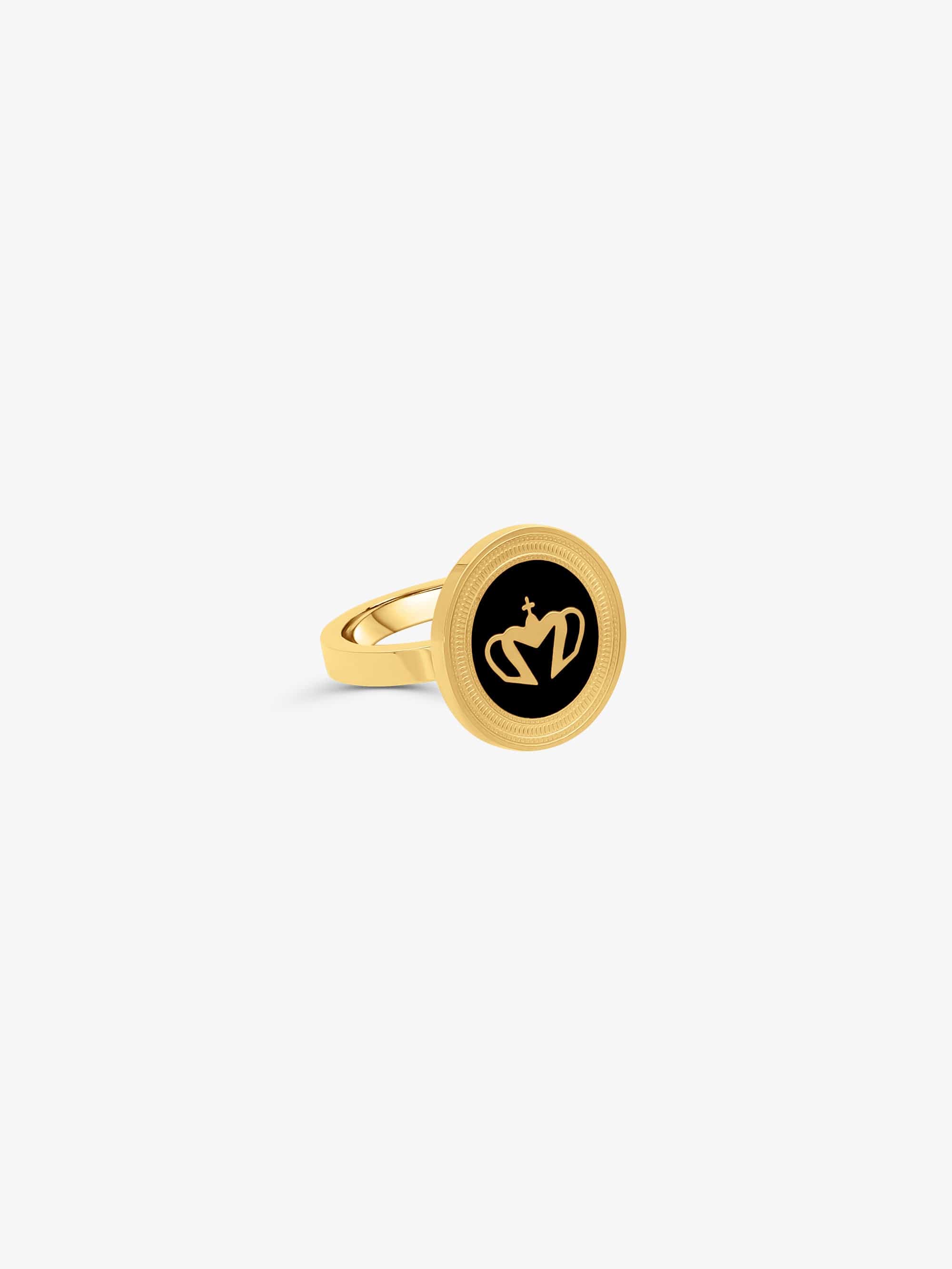 Sultana-Malta RINGS Crown Enamel Medal Ring Black