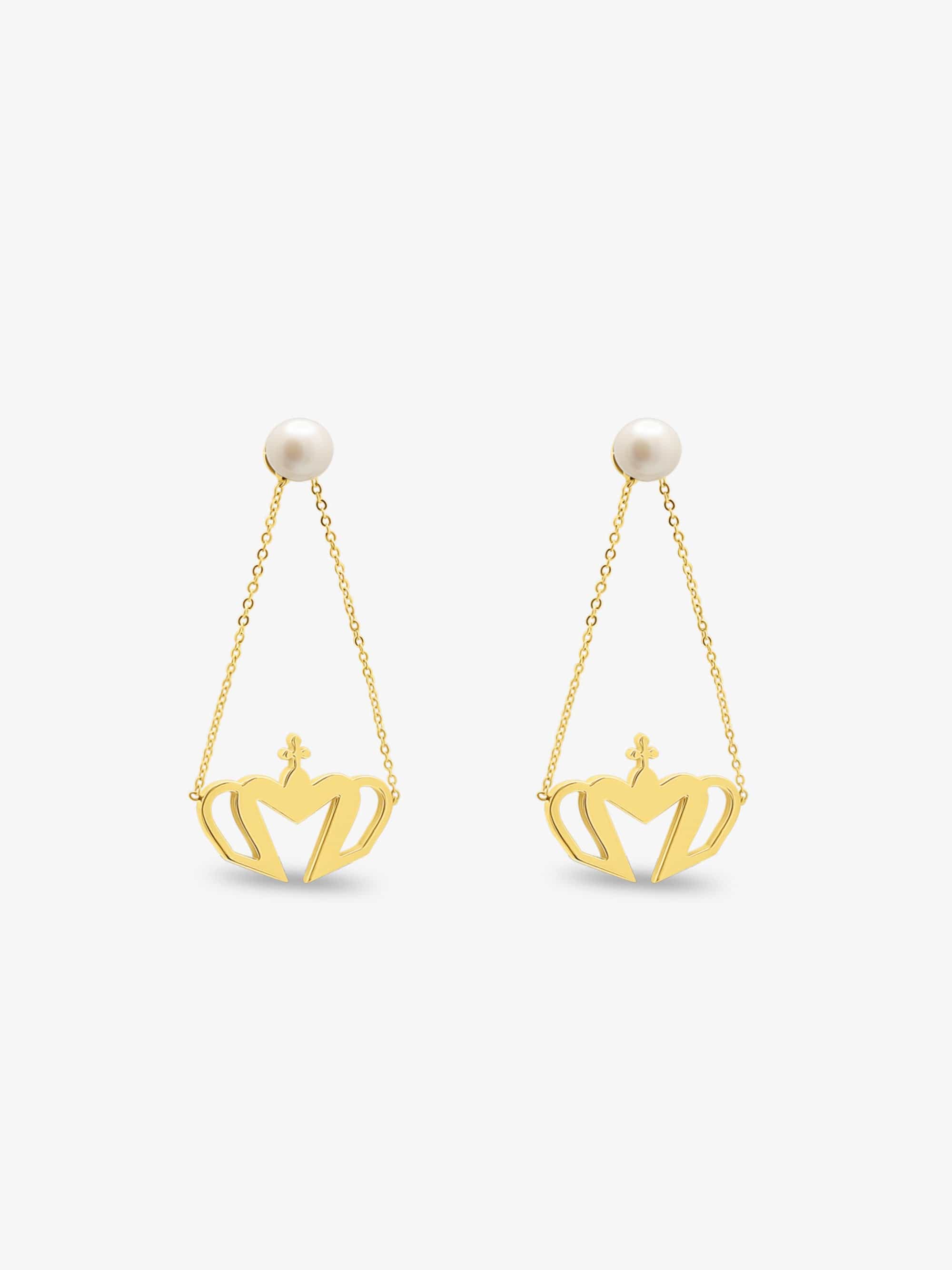 Sultana-Malta EARRINGS Crown Fresh Pearl Chandelier Earrings