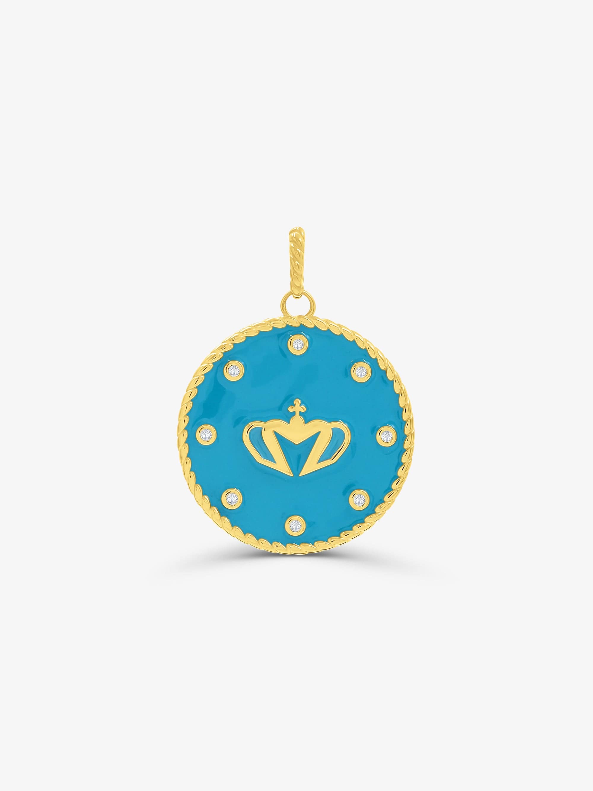 Sultana-Malta PENDANT Crown Zirconia Medal Pendant Cyan