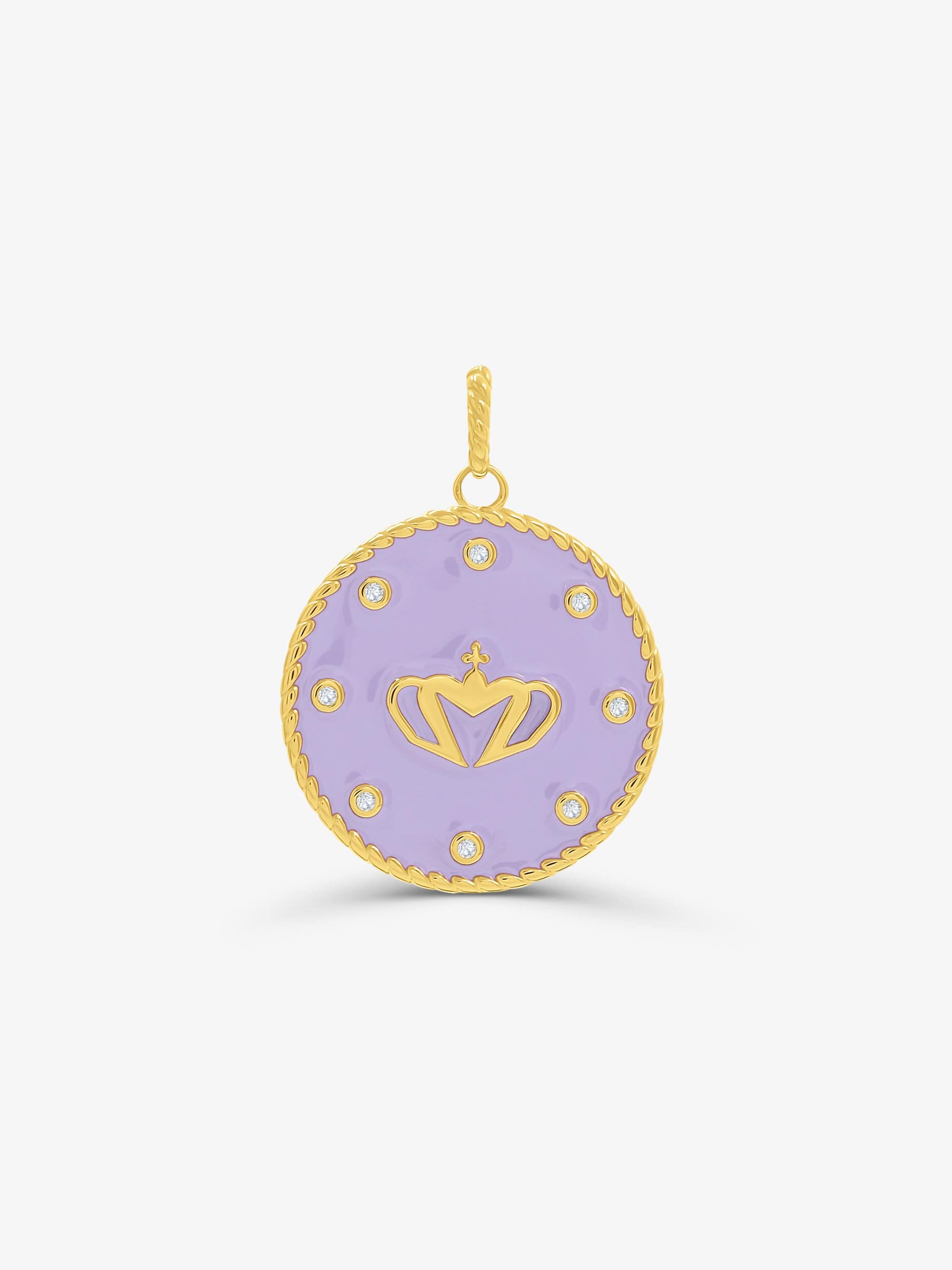 Sultana-Malta PENDANT Crown Zirconia Medal Pendant Lilac