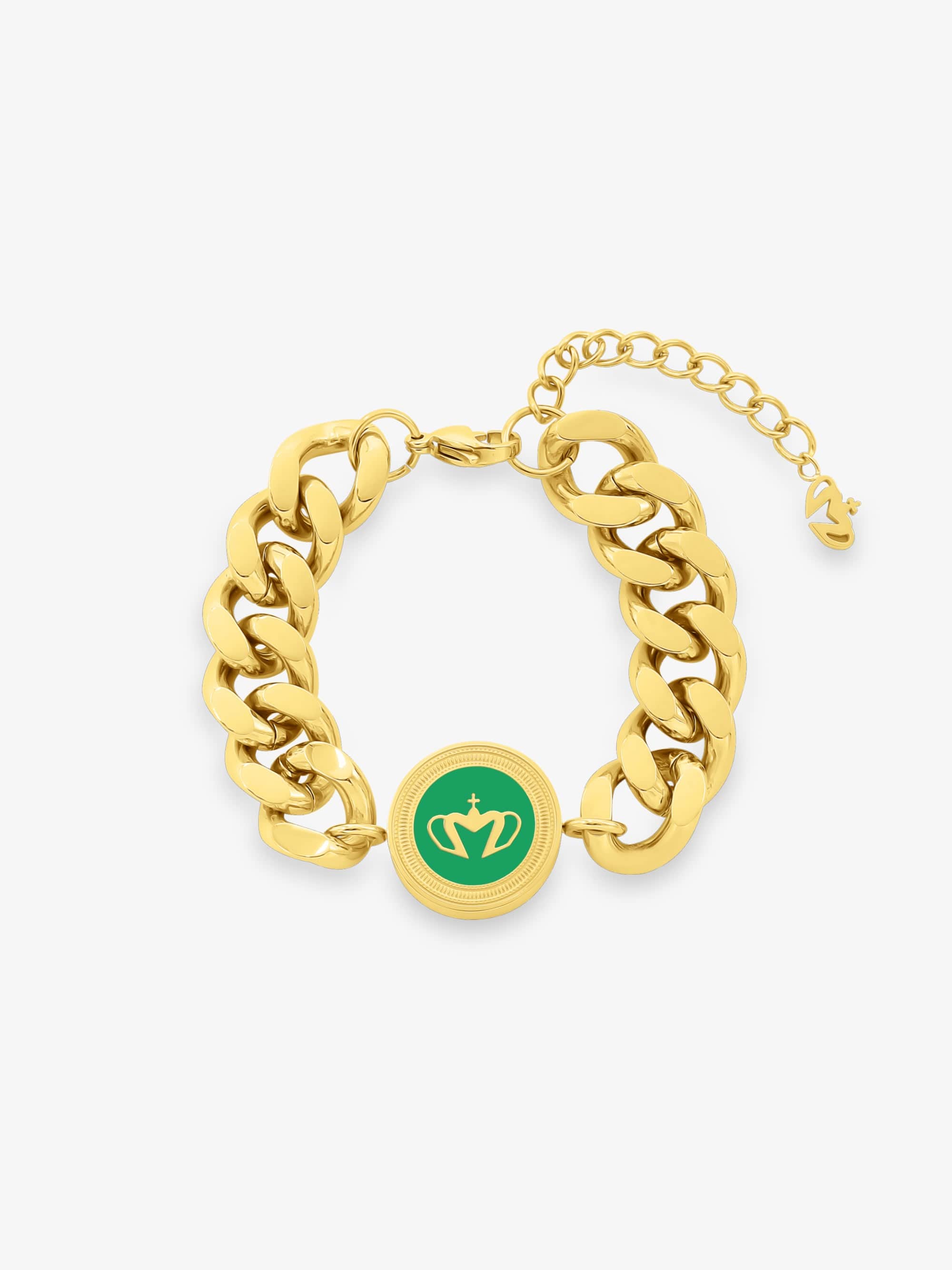 Sultana-Malta BRACELETS Curb Enamel Medal Bracelet Green