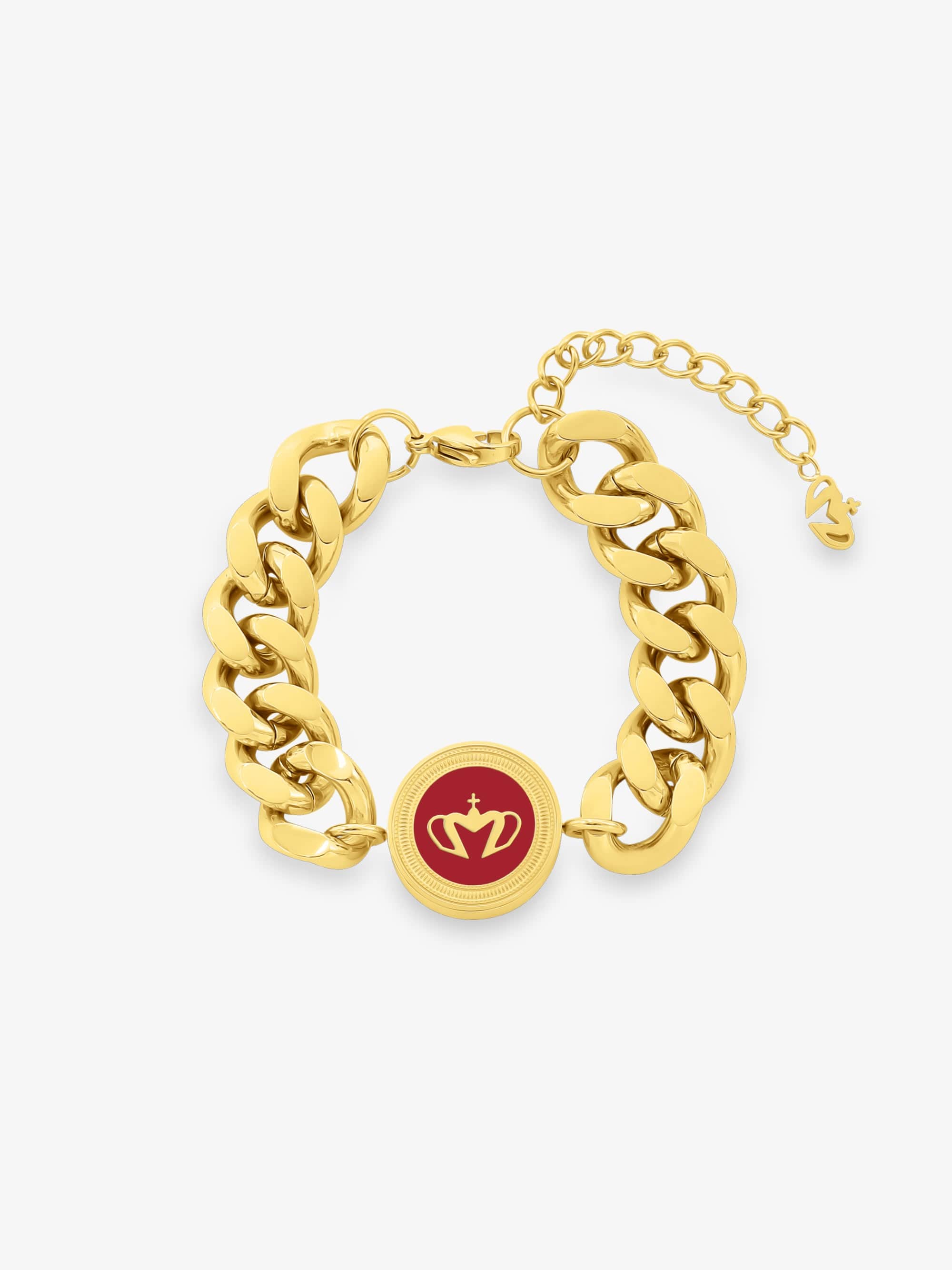 Sultana-Malta BRACELETS Curb Enamel Medal Bracelet Red