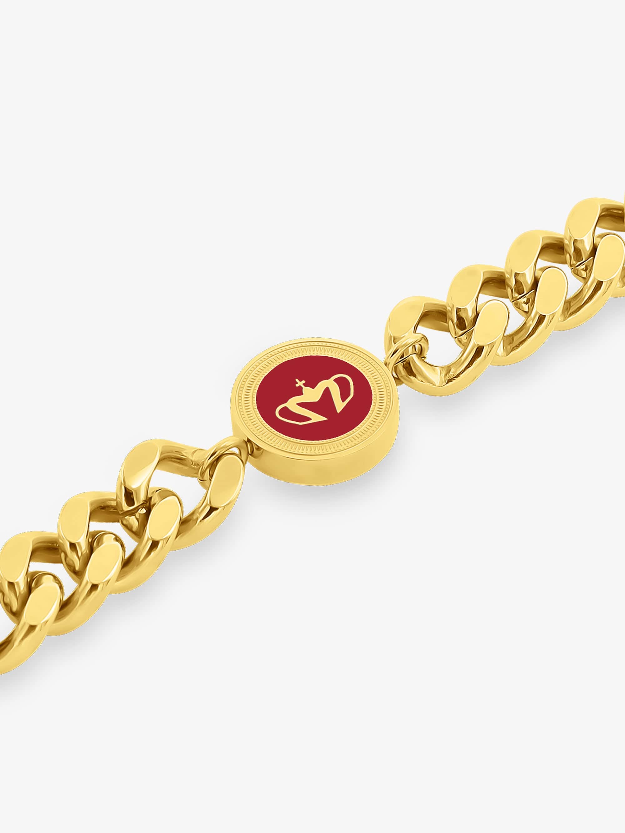 Sultana-Malta BRACELETS Curb Enamel Medal Bracelet Red