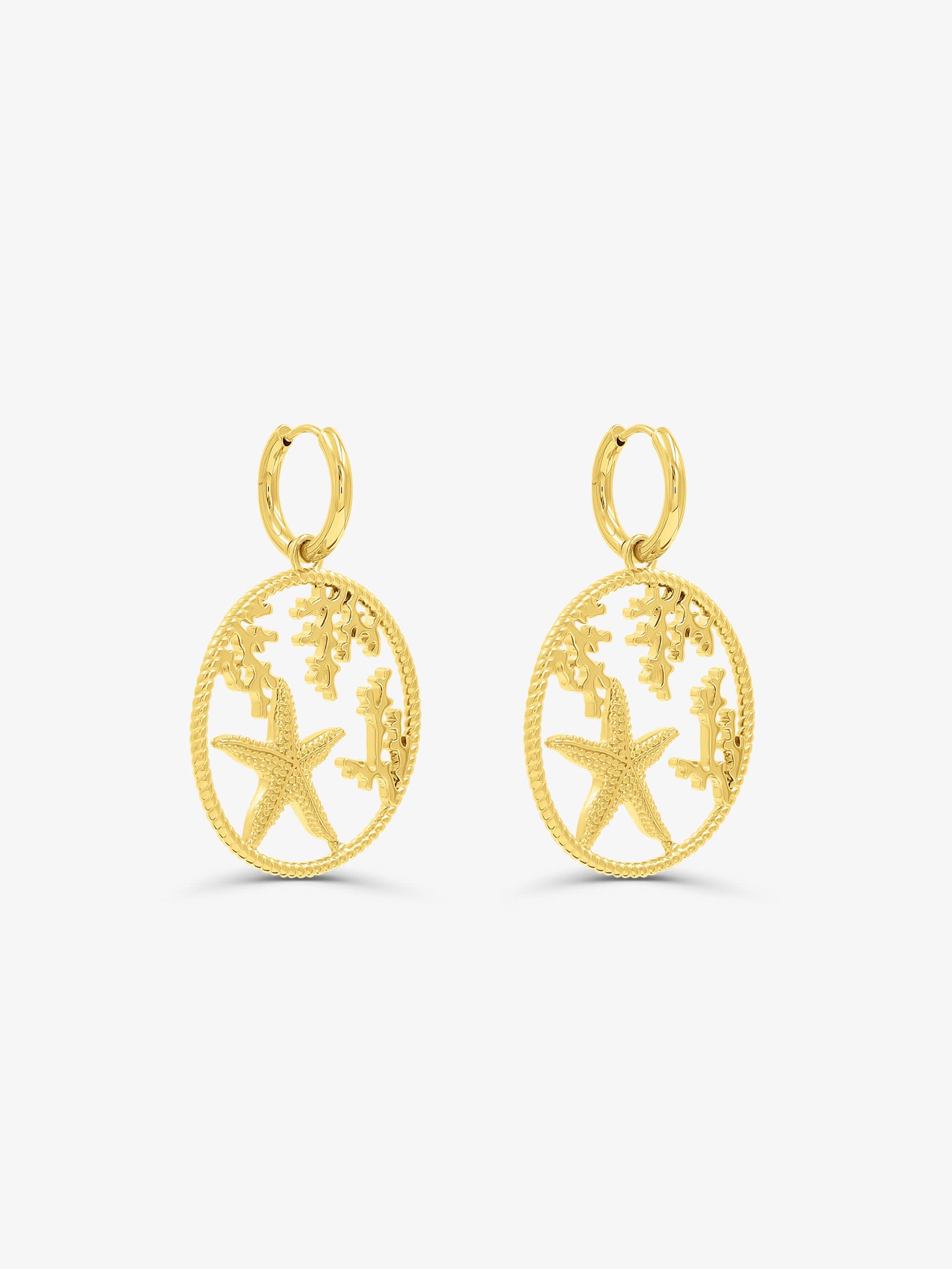 Sultana-Malta EARRINGS Starfish & Coral Hoops