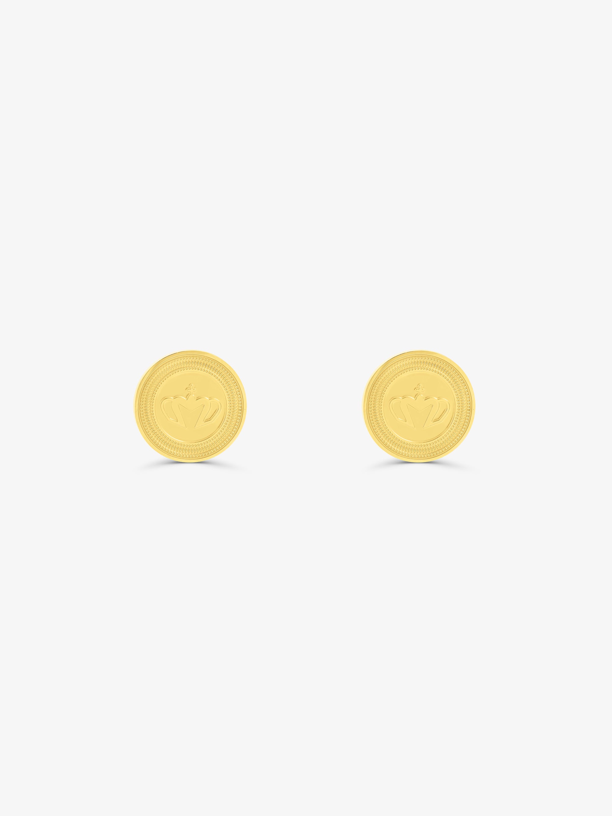 Mini Crown Round Medal Stud Earrings