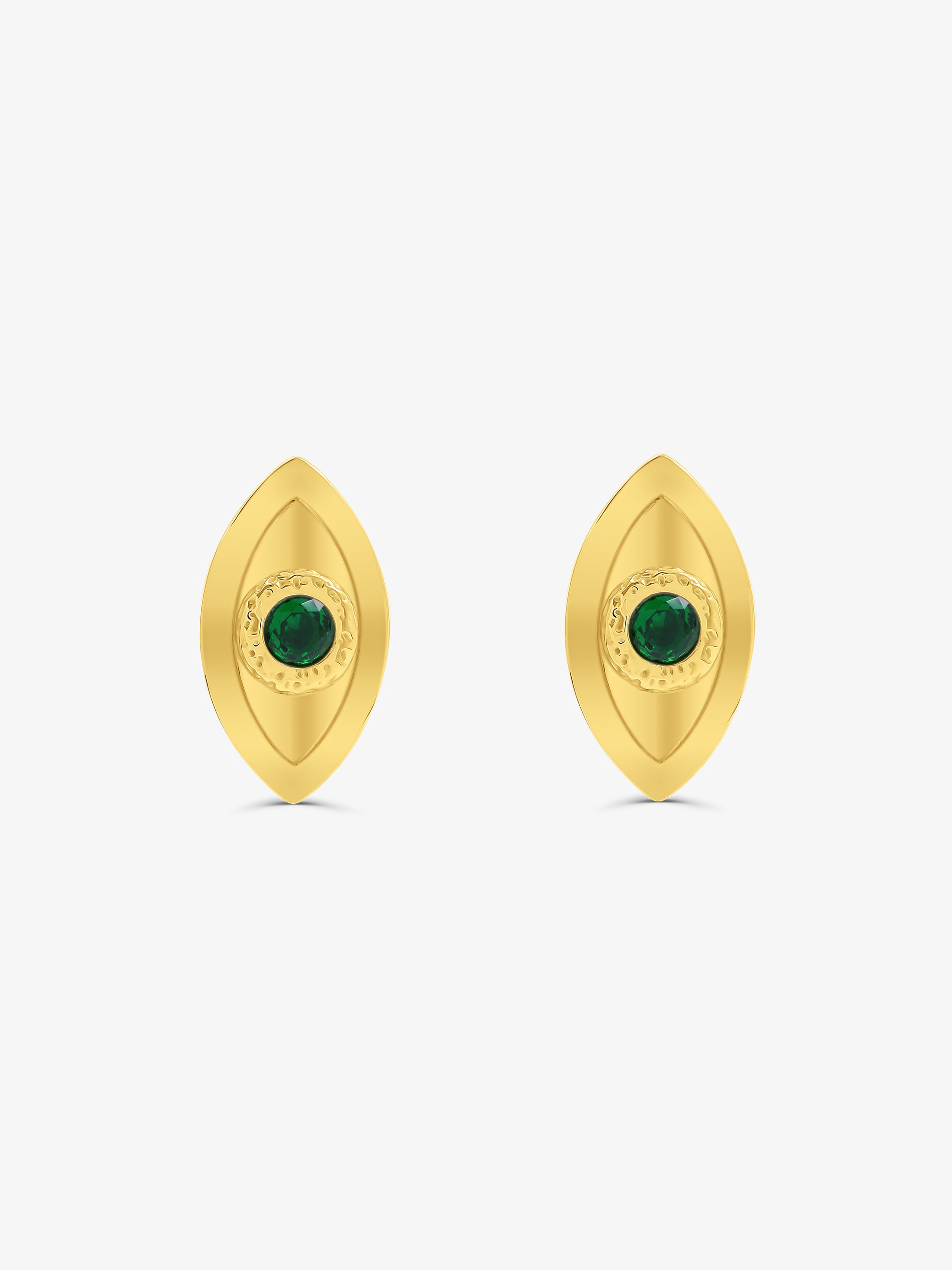 Evil Eye Green Inverted Stud Earrings