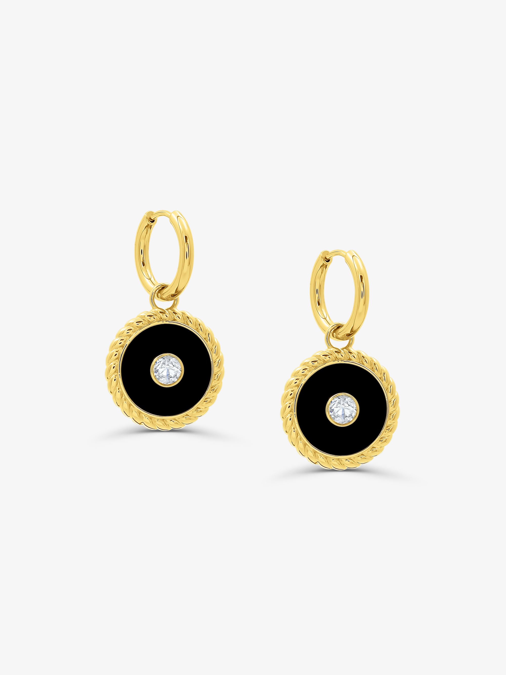 Cable Zirconia Hoop Earrings