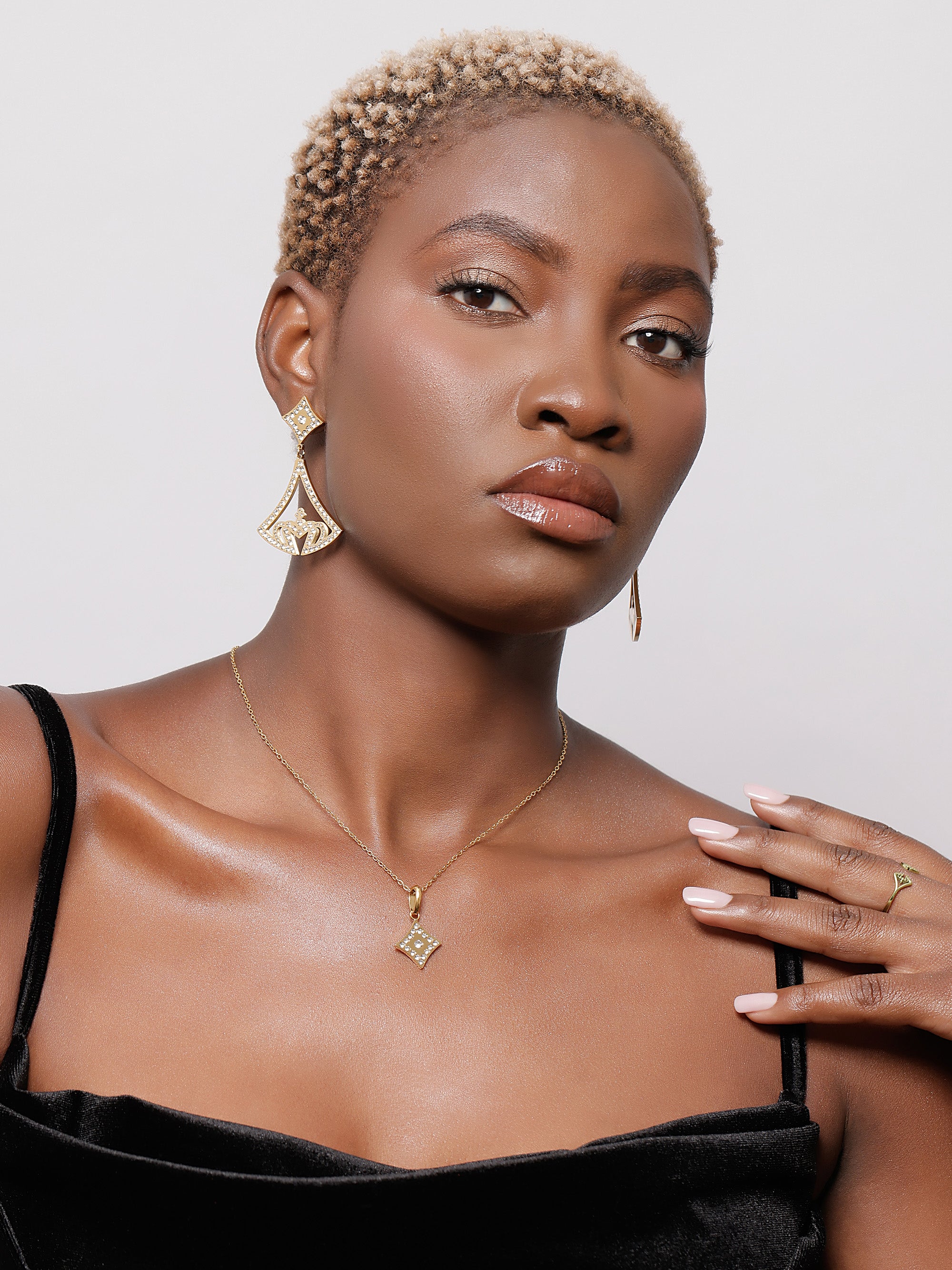 Crown Deco Zirconia Dangle Earrings