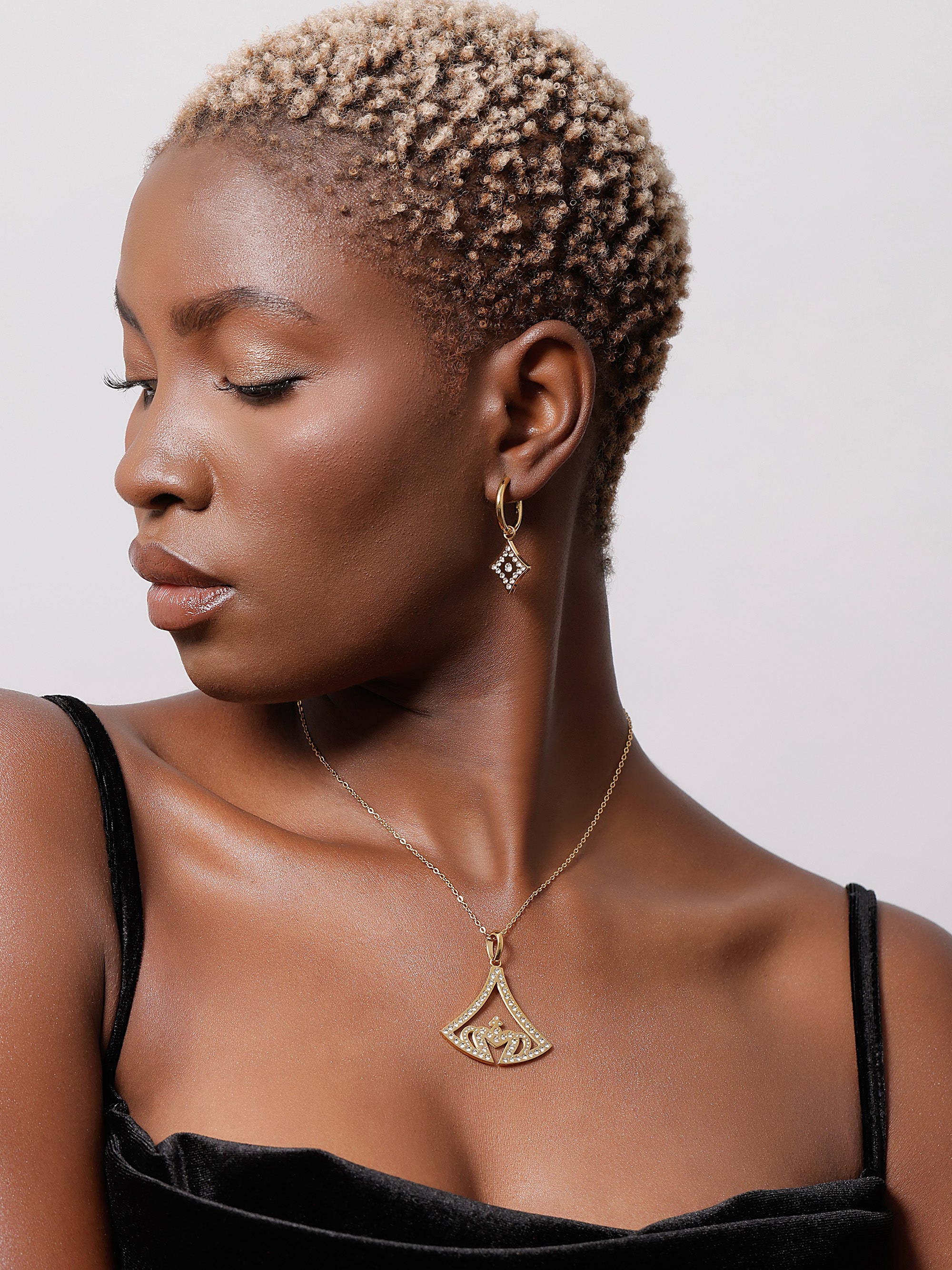 Deco Zirconia Hoop Earrings