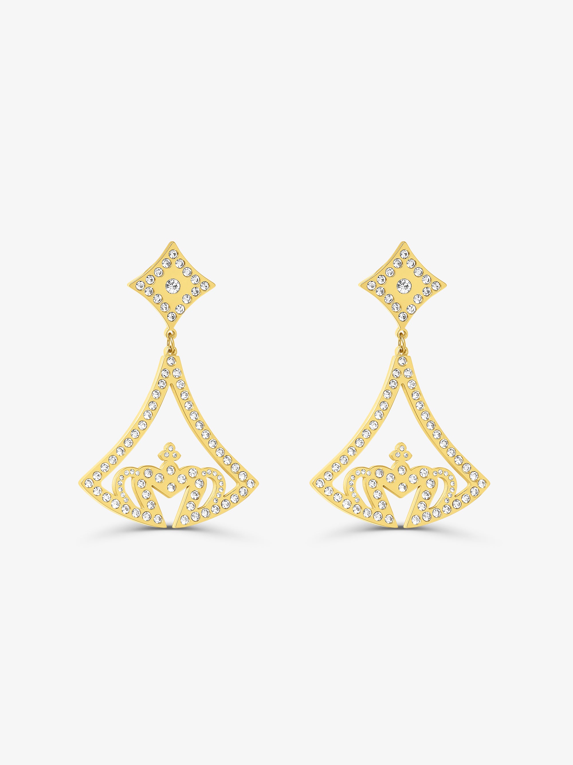 Crown Deco Zirconia Dangle Earrings