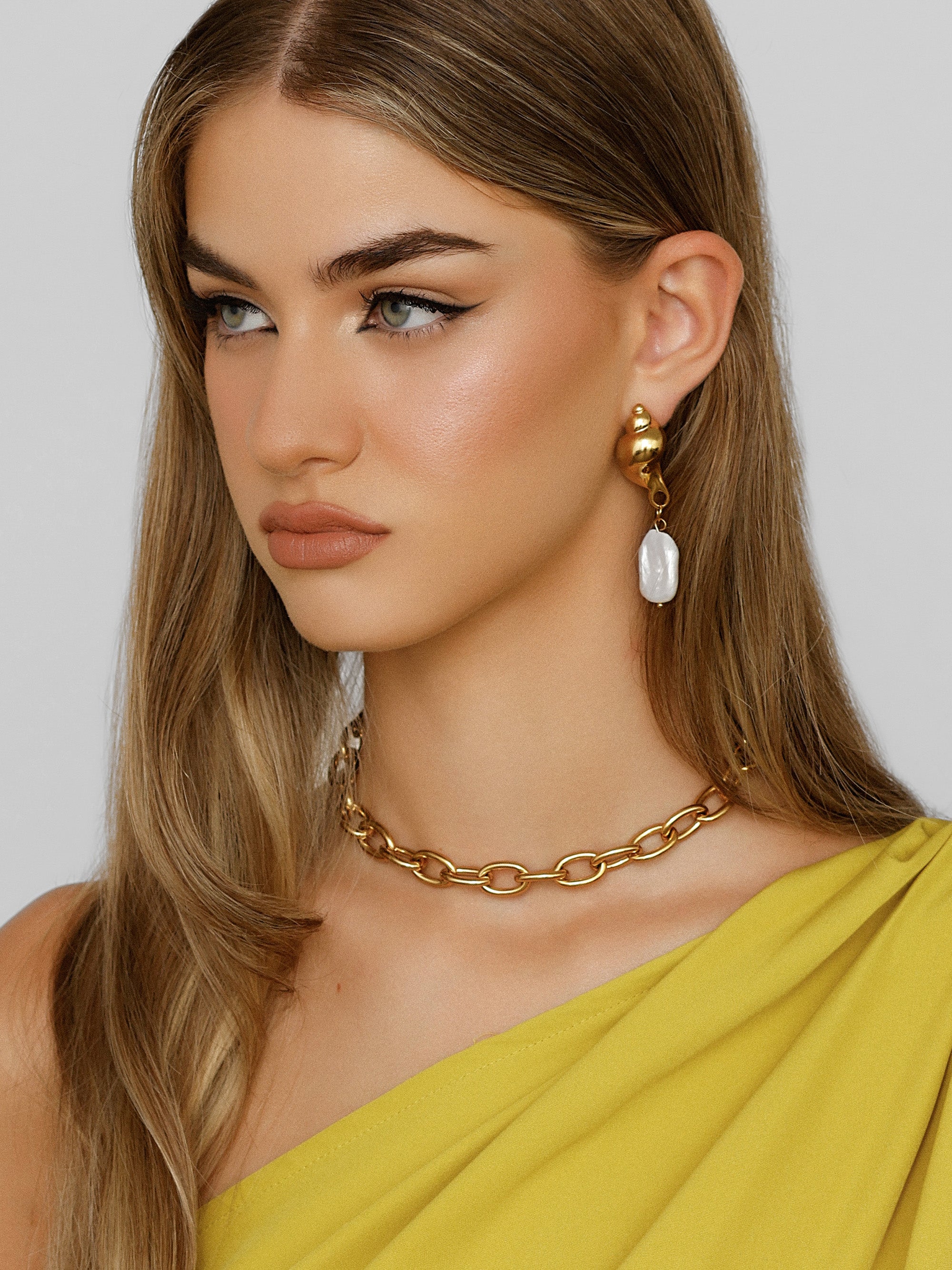 Baroque Pearl Conch Statement Earrings