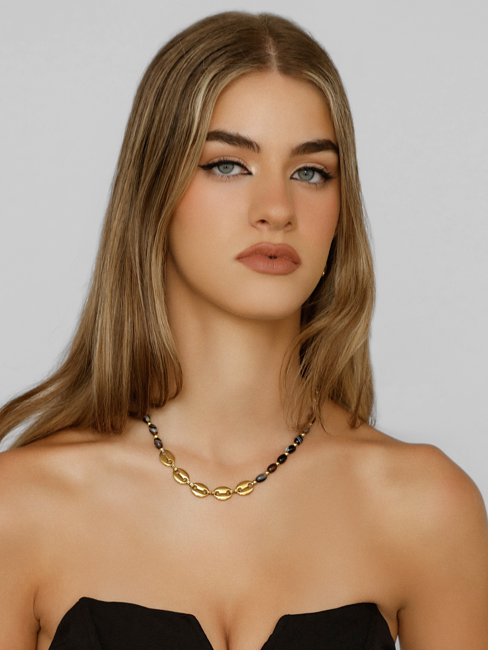 Brown Agate Coffee Bean Necklace
