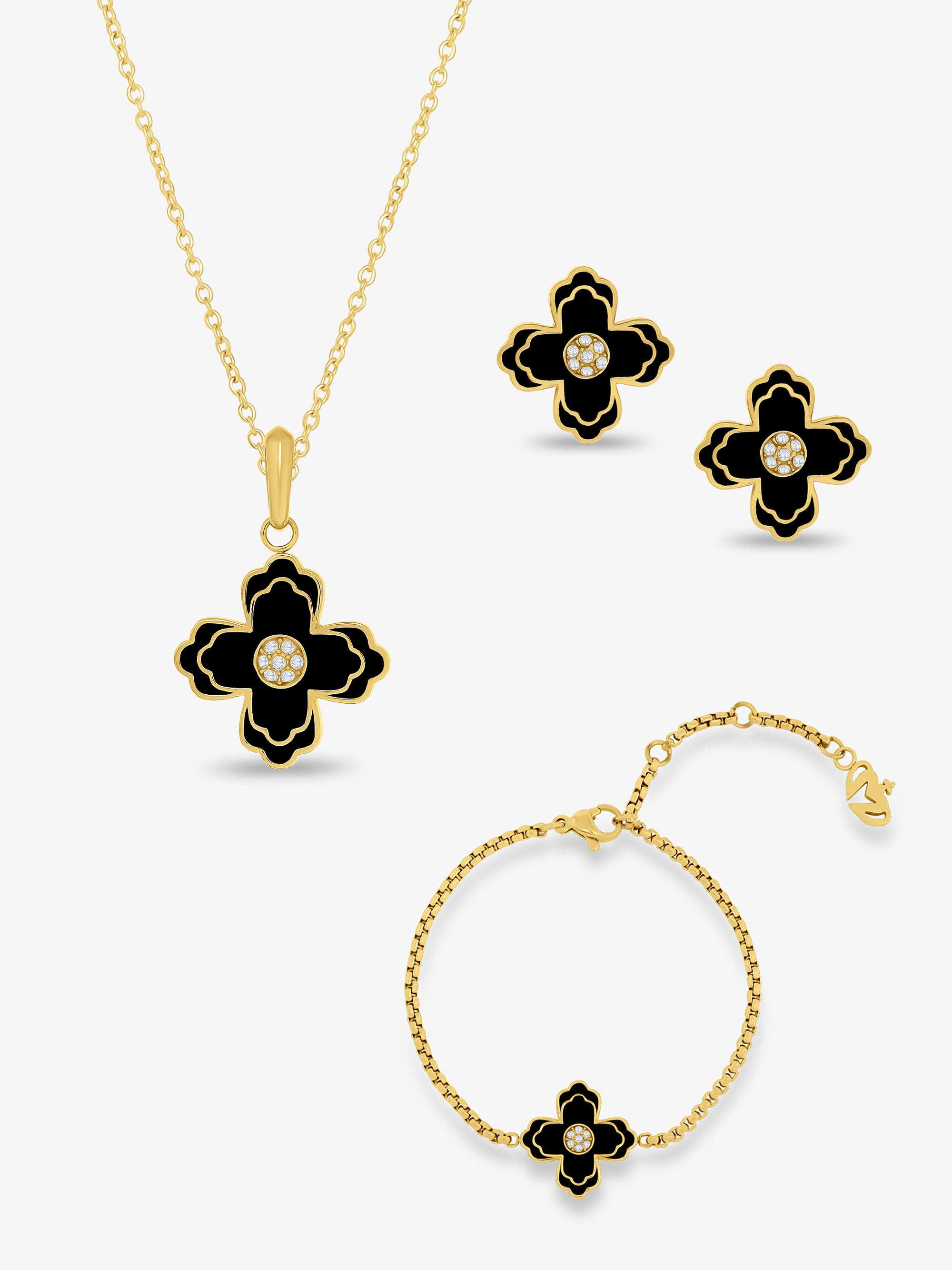FIORE BLACK ENAMEL GIFT SET - 3PCS