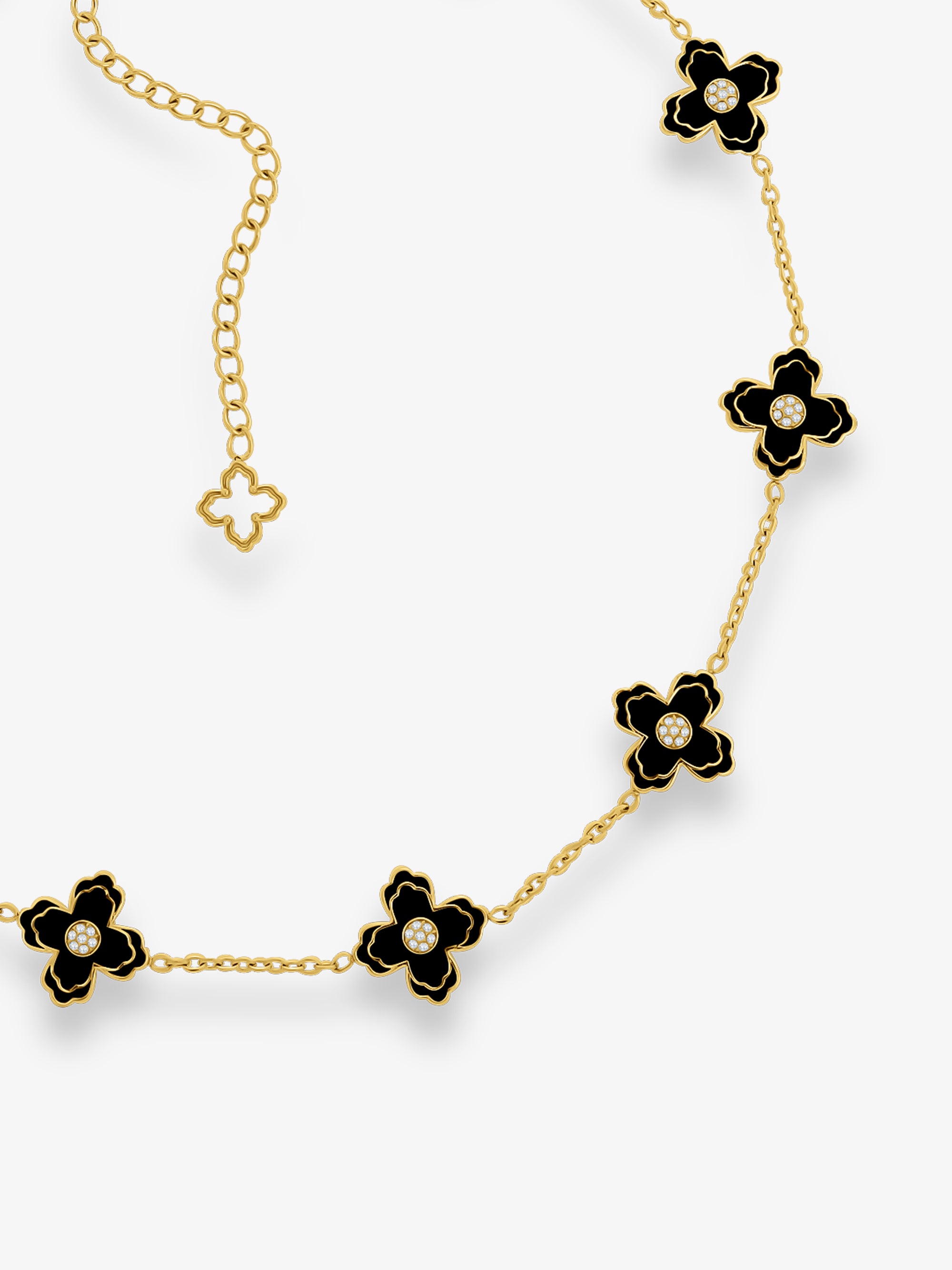 FIORE Black Enamel 10 Motif Necklace