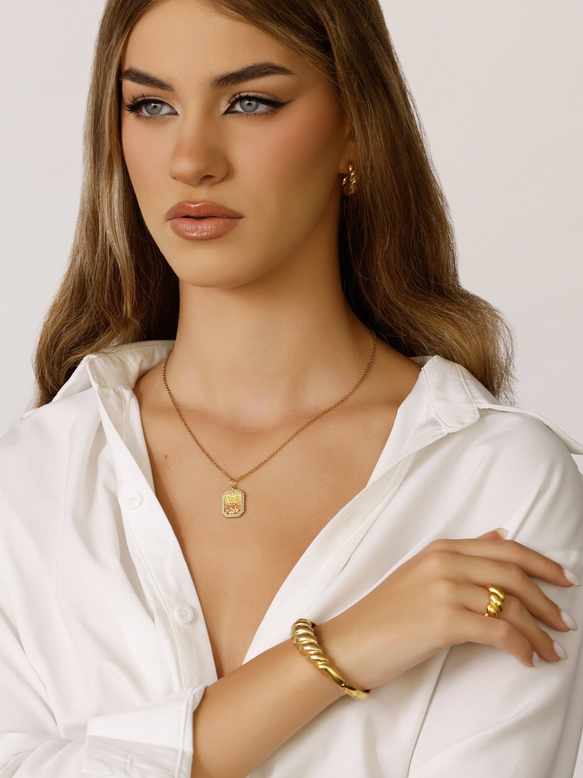 Obsidian Citrine Charm