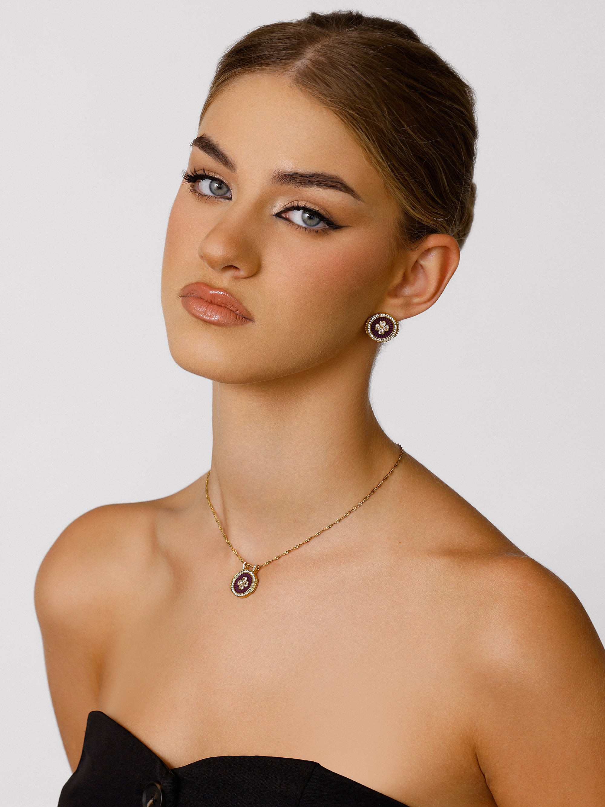 Aya Lucky Clover Stud Earrings