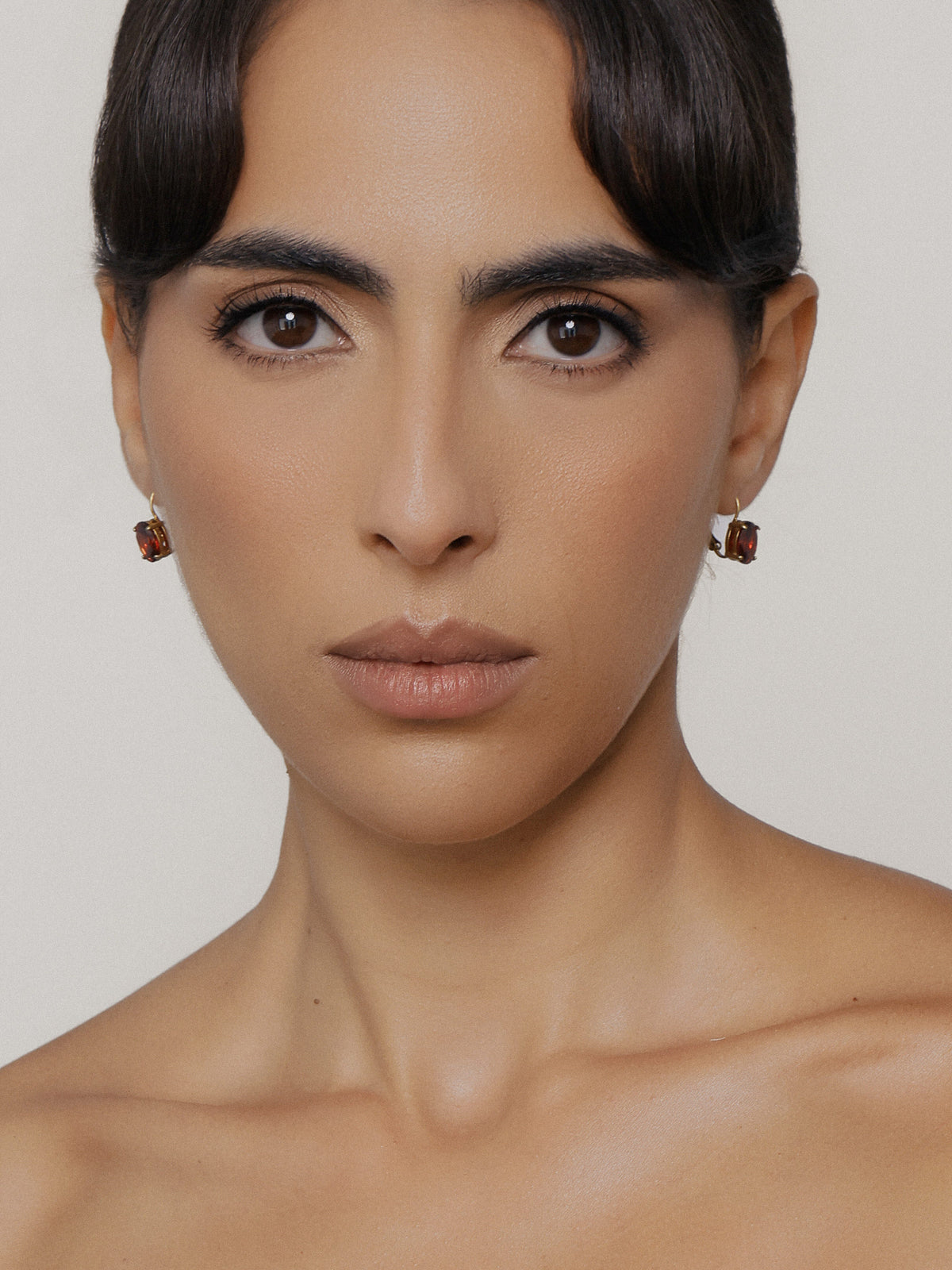 Teresa Garnet CZ Hoop Earrings
