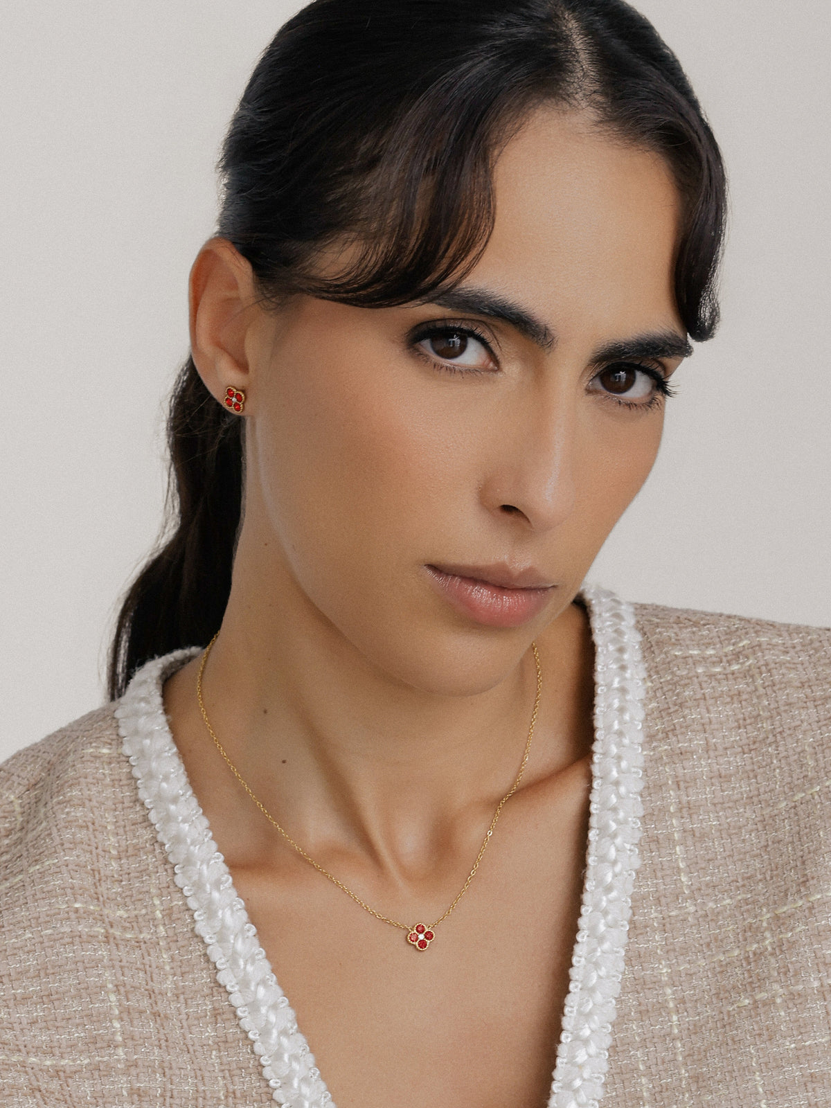 Elise Bordeaux CZ Necklace
