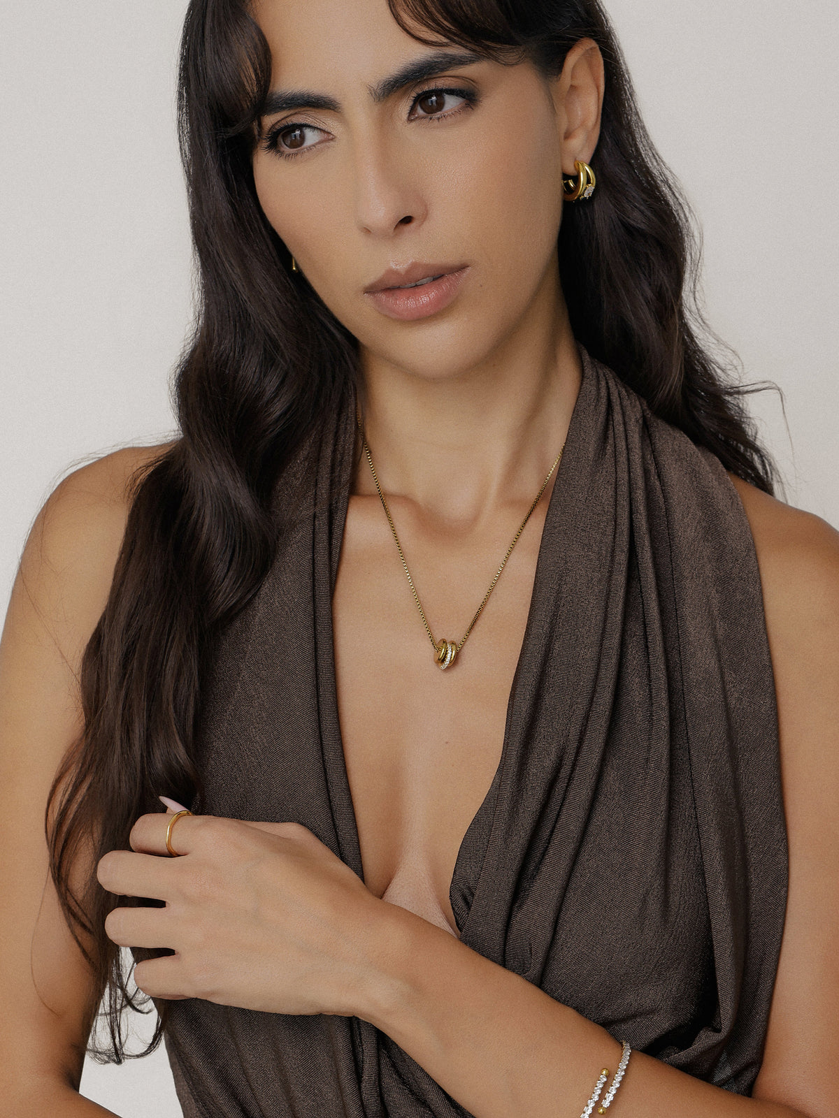 Penelope CZ Ring Gold Necklace