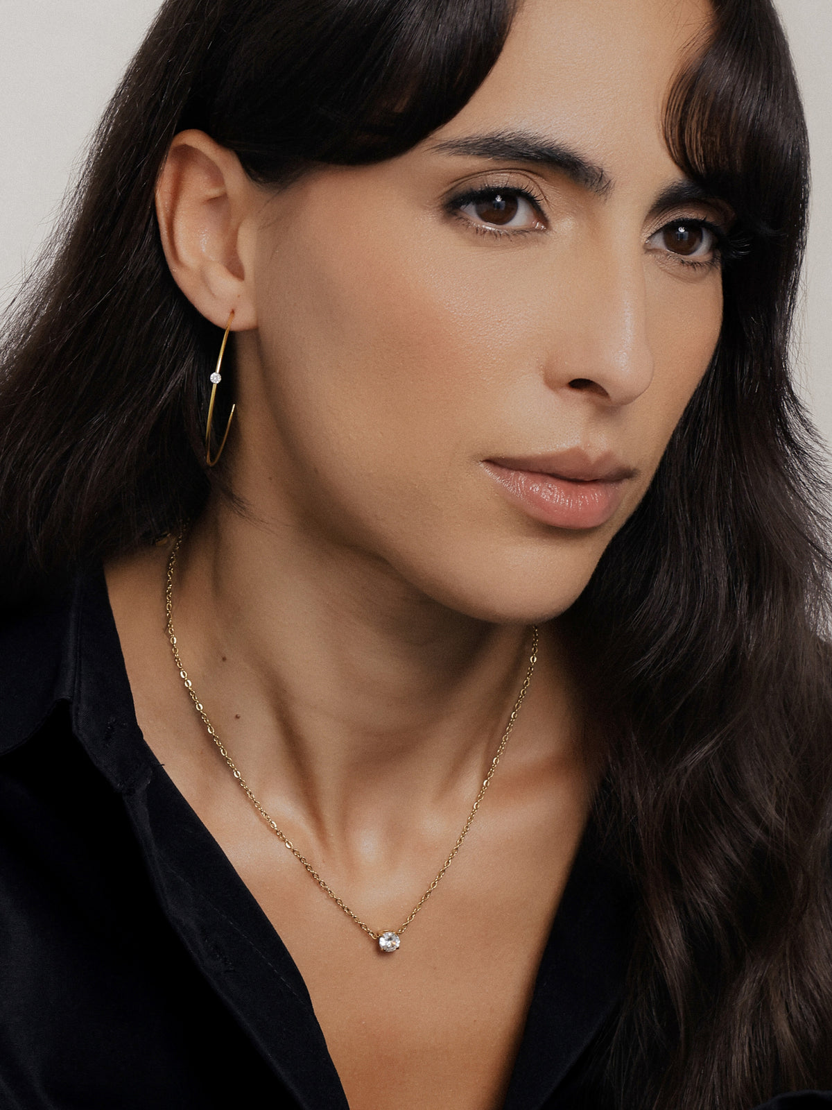Solitaire CZ Gold Necklace