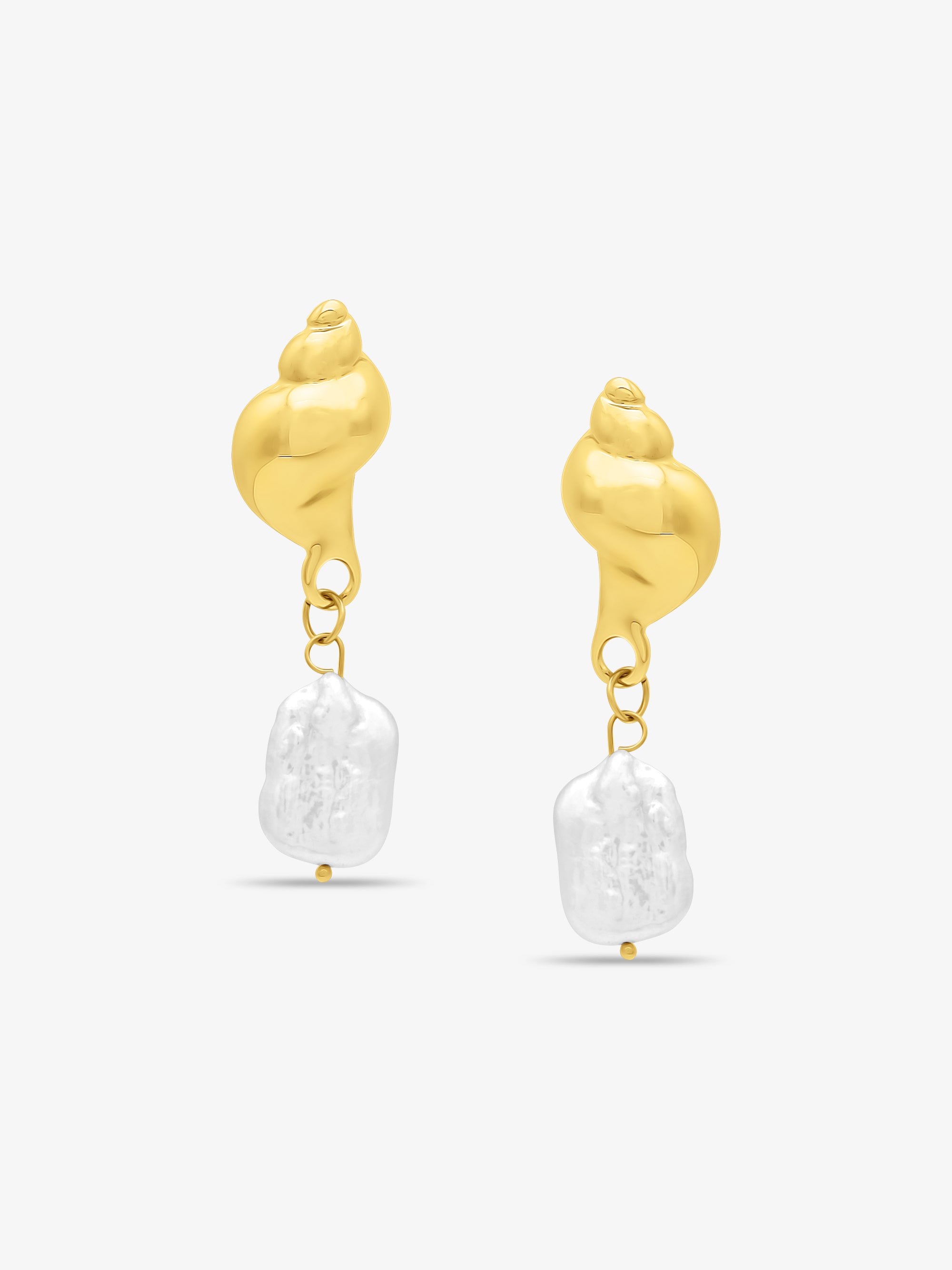 Baroque Pearl Conch Statement Earrings