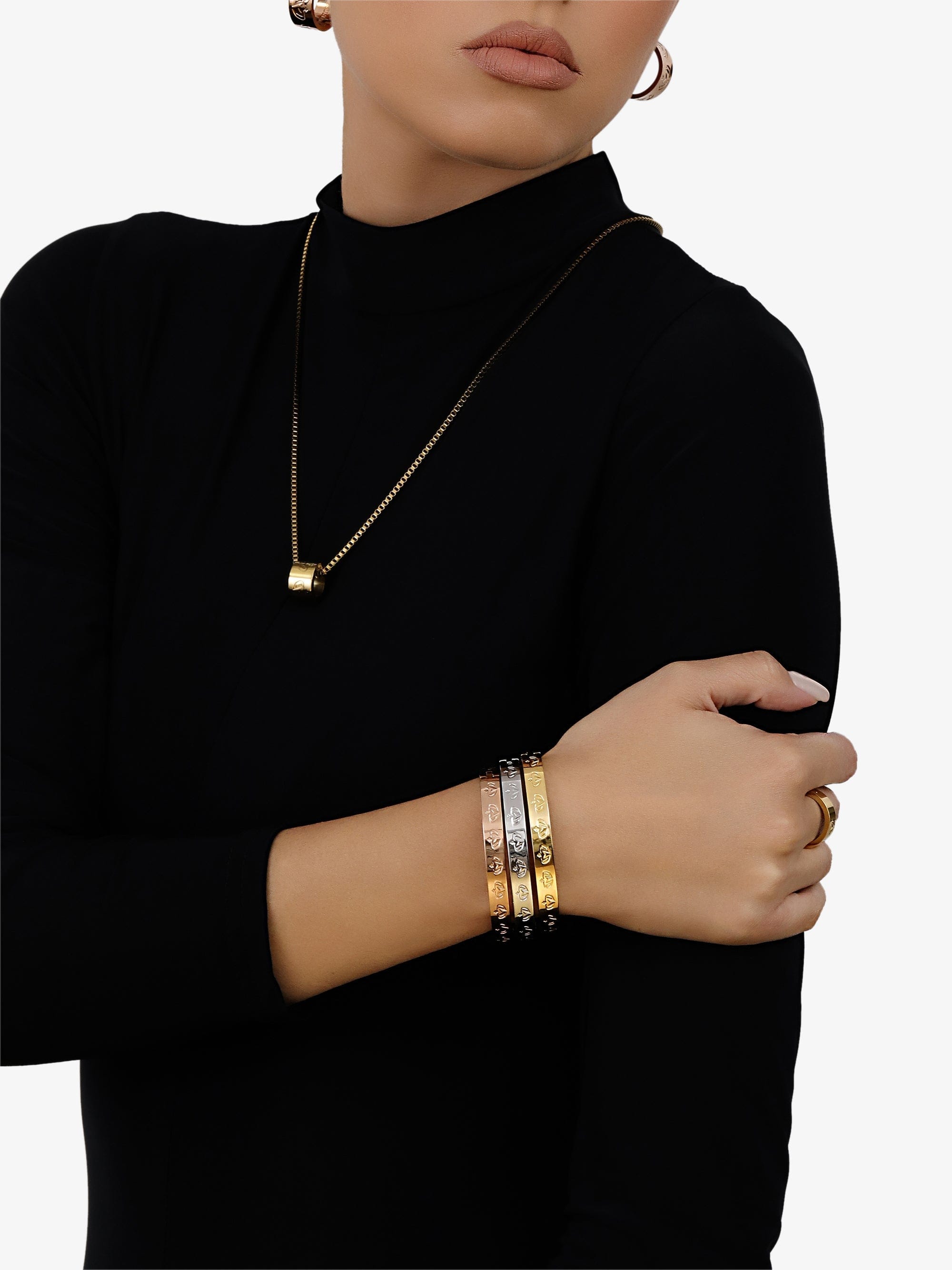 Sultana-Malta BRACELETS 3.tone Lock Bracelet Rose Gold