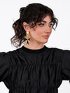 Sultana-Malta EARRINGS 3D Crown Black Enamel Earrings