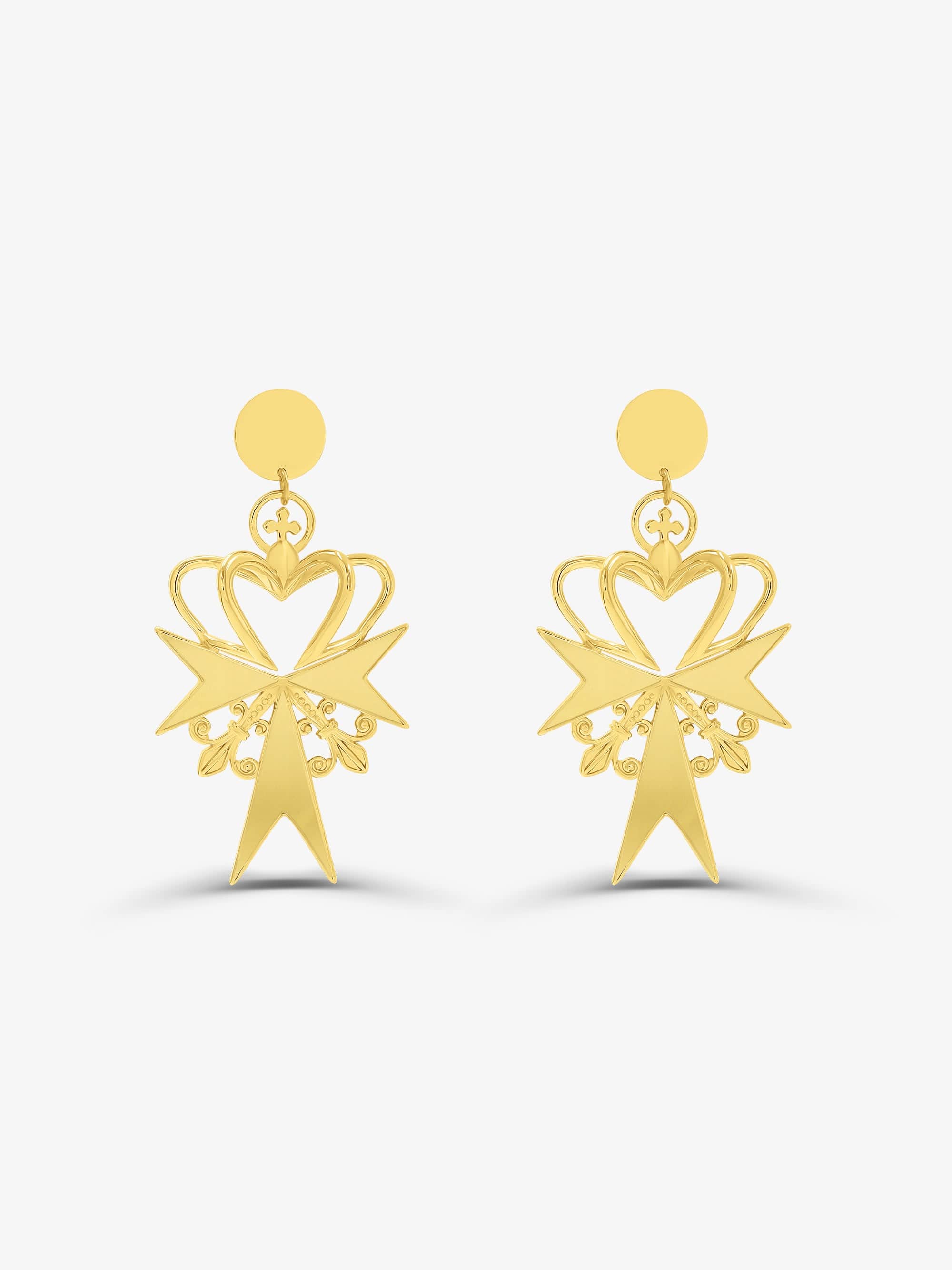 Sultana-Malta EARRINGS 3D Crown Gold Earrings