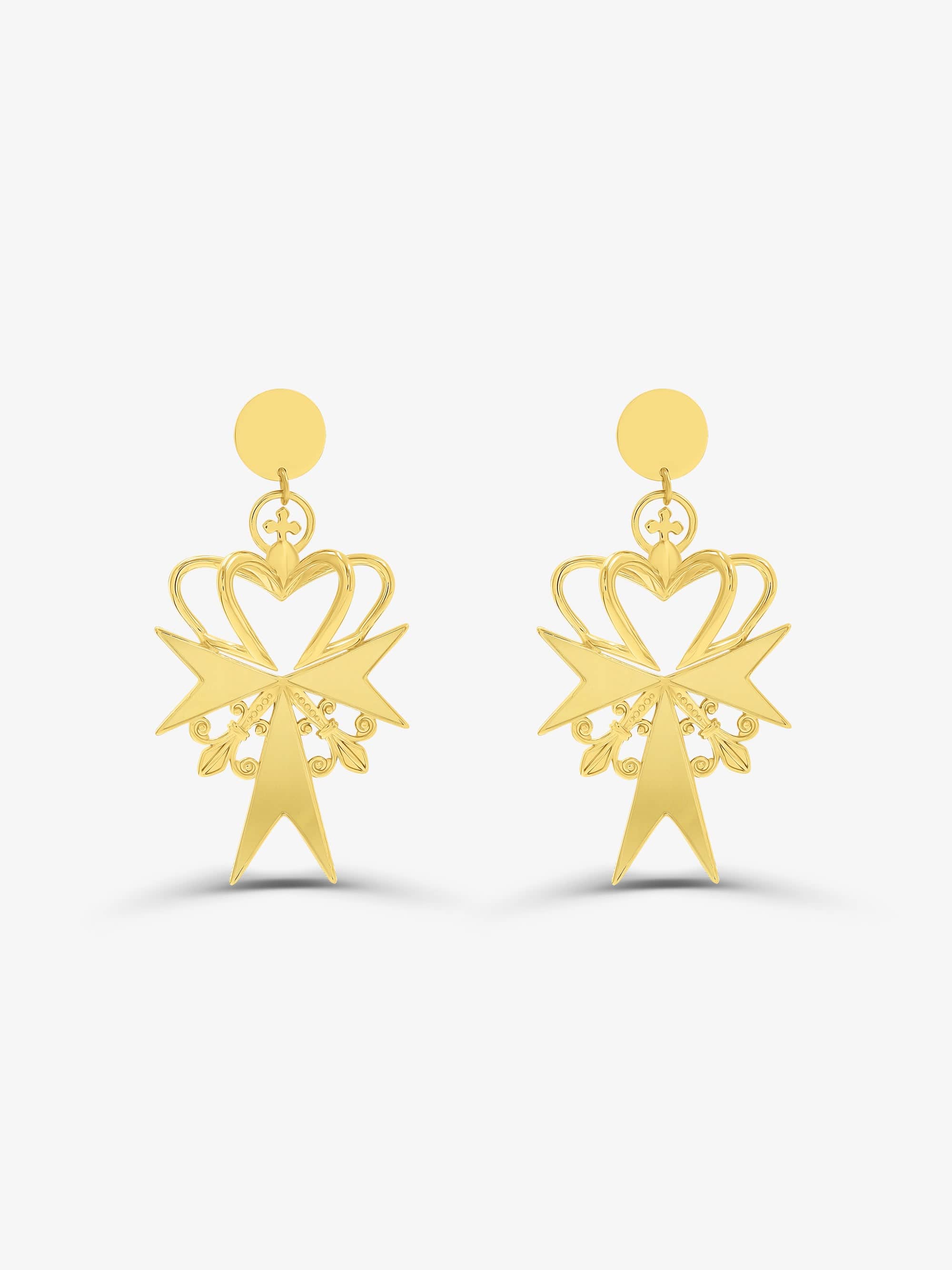 Sultana-Malta EARRINGS 3D Crown Gold Earrings