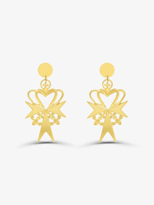Sultana-Malta EARRINGS 3D Crown Gold Earrings