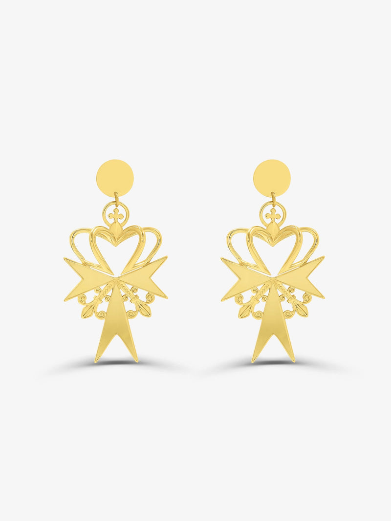 Sultana-Malta EARRINGS 3D Crown Gold Earrings