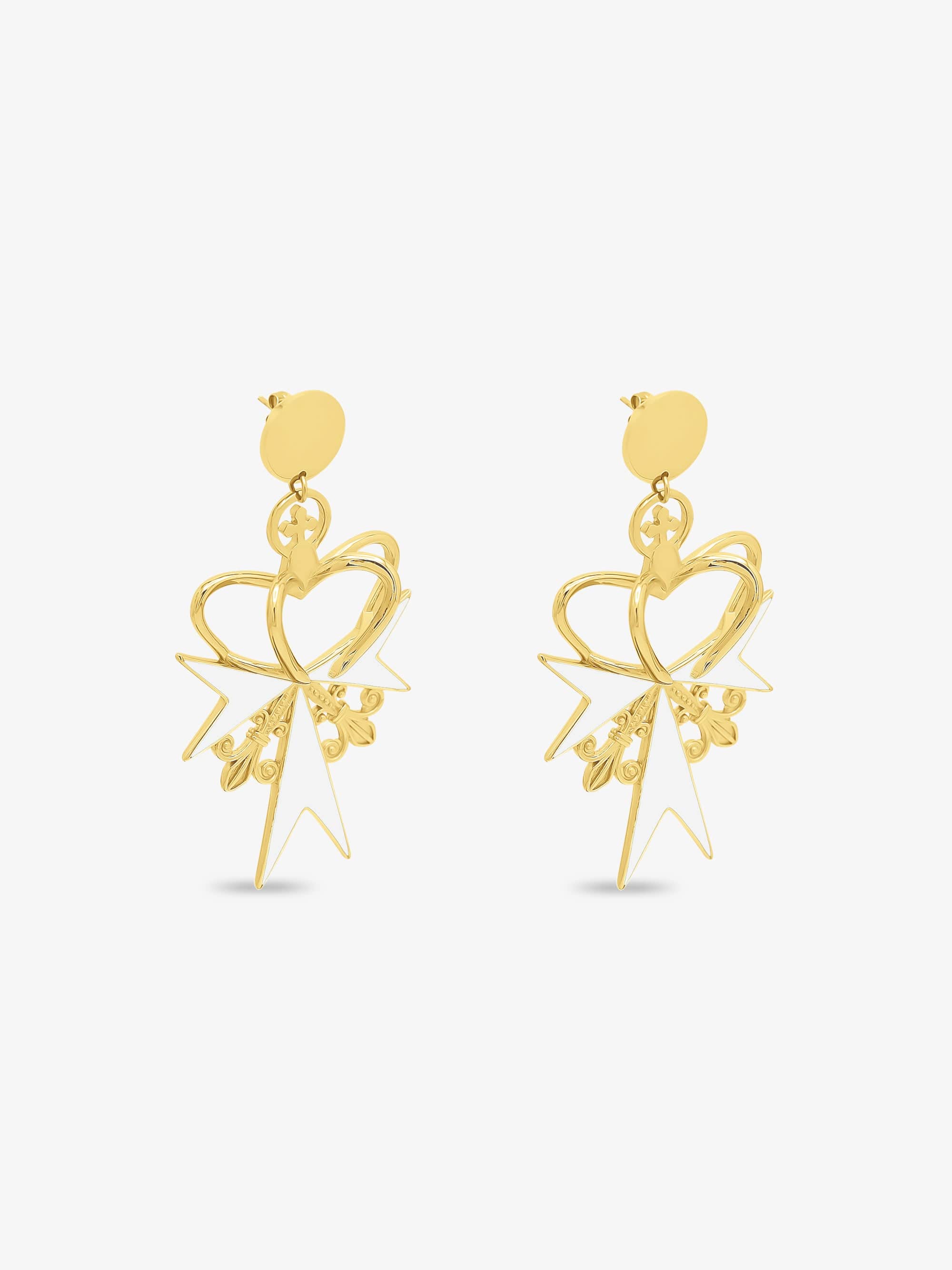 Sultana-Malta EARRINGS 3D Crown White Enamel Earrings